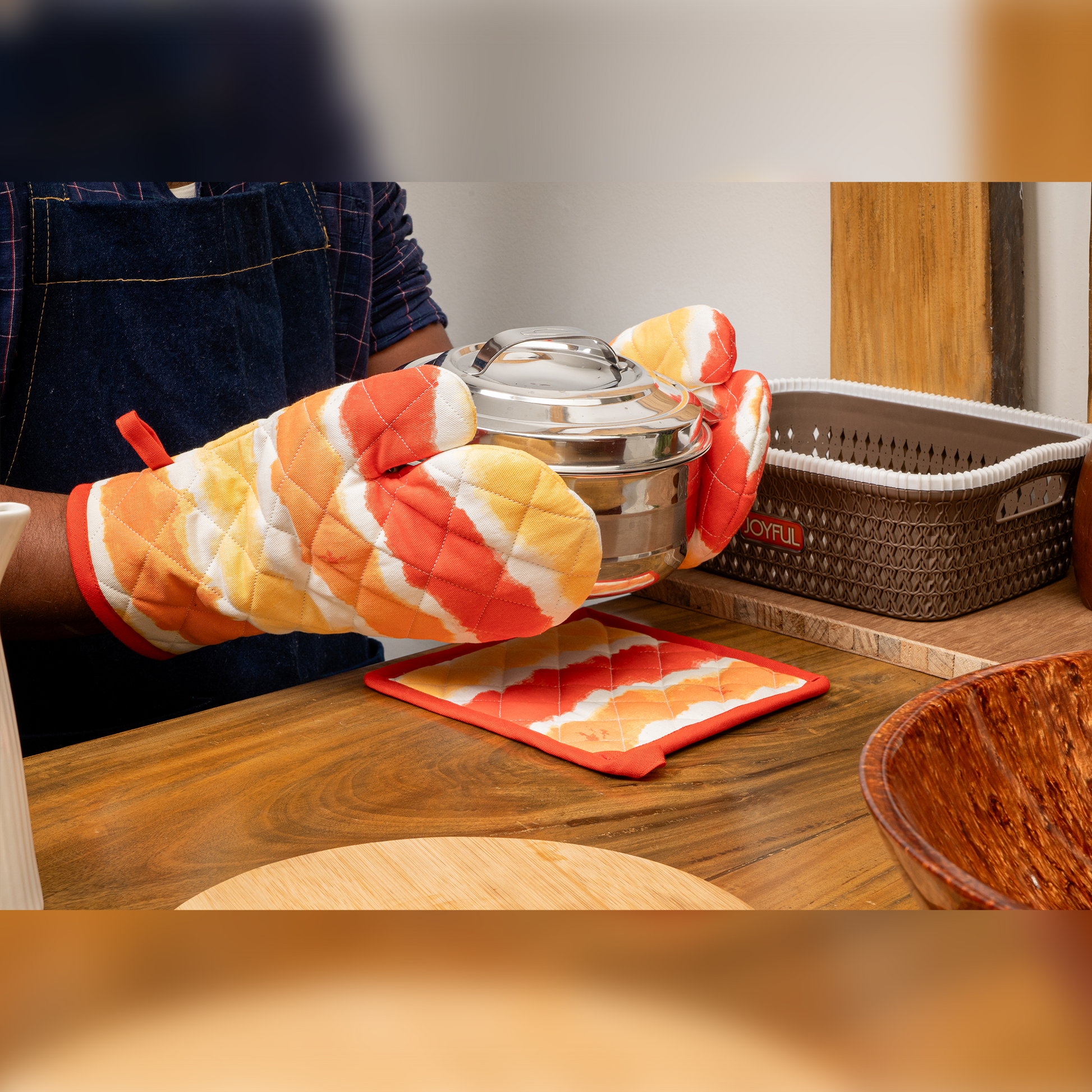 Sunset Printed Mitten/Pot holder Combo - (Set/1+1)