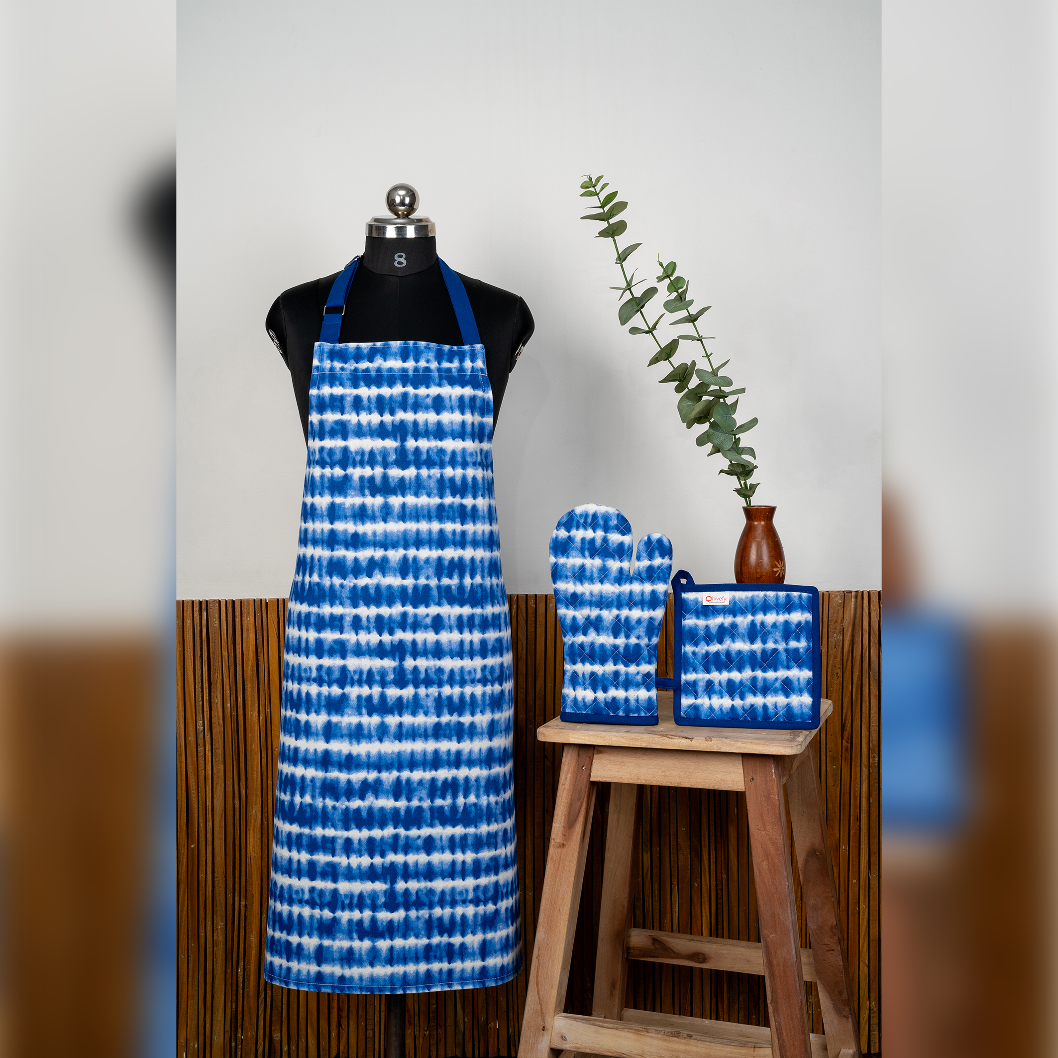 Printed Apron+Pot holder+Glove Combo -Iceberg (Set/1+1+1)