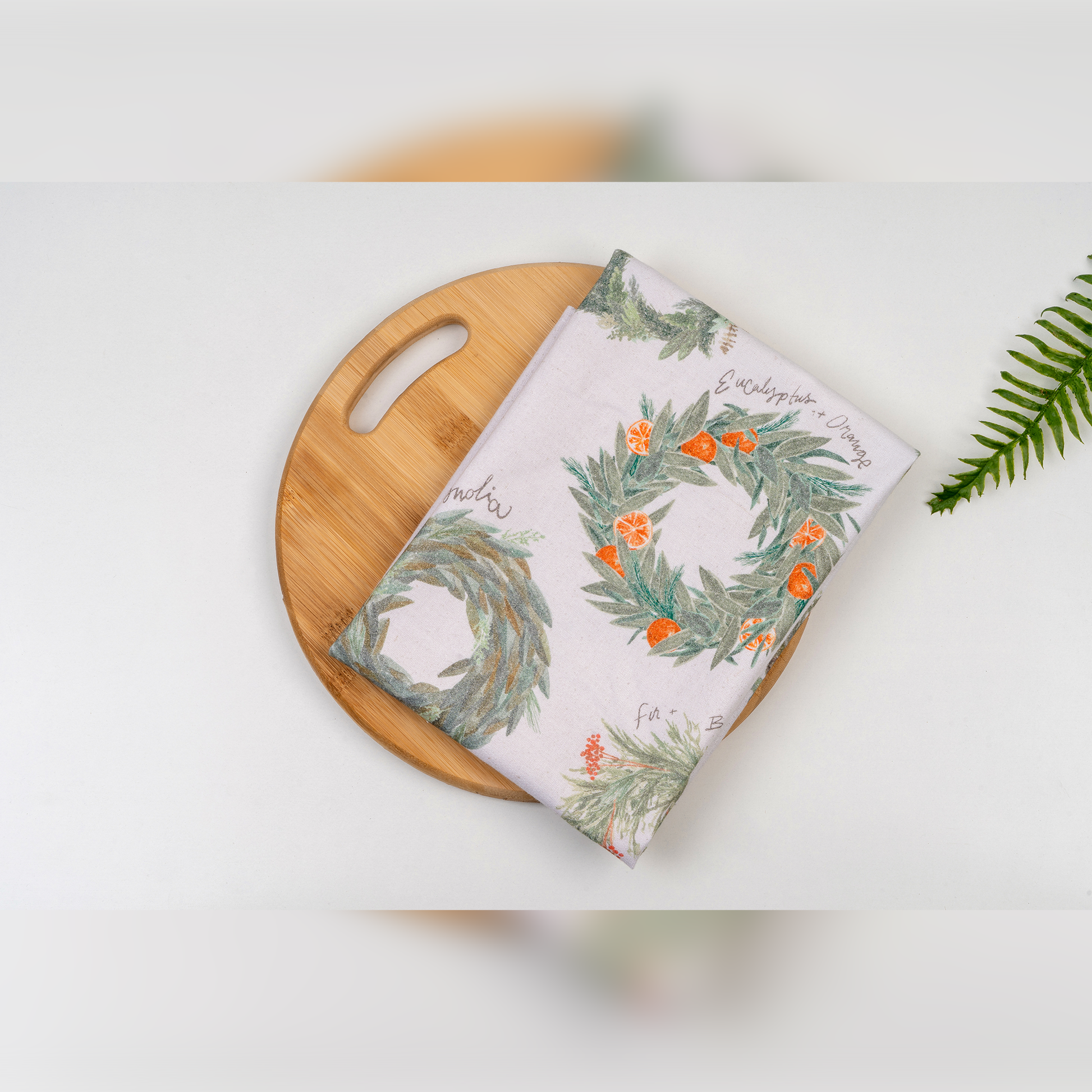 Christmas Wreath Digital Printed Kitchen Towel-(set/2)