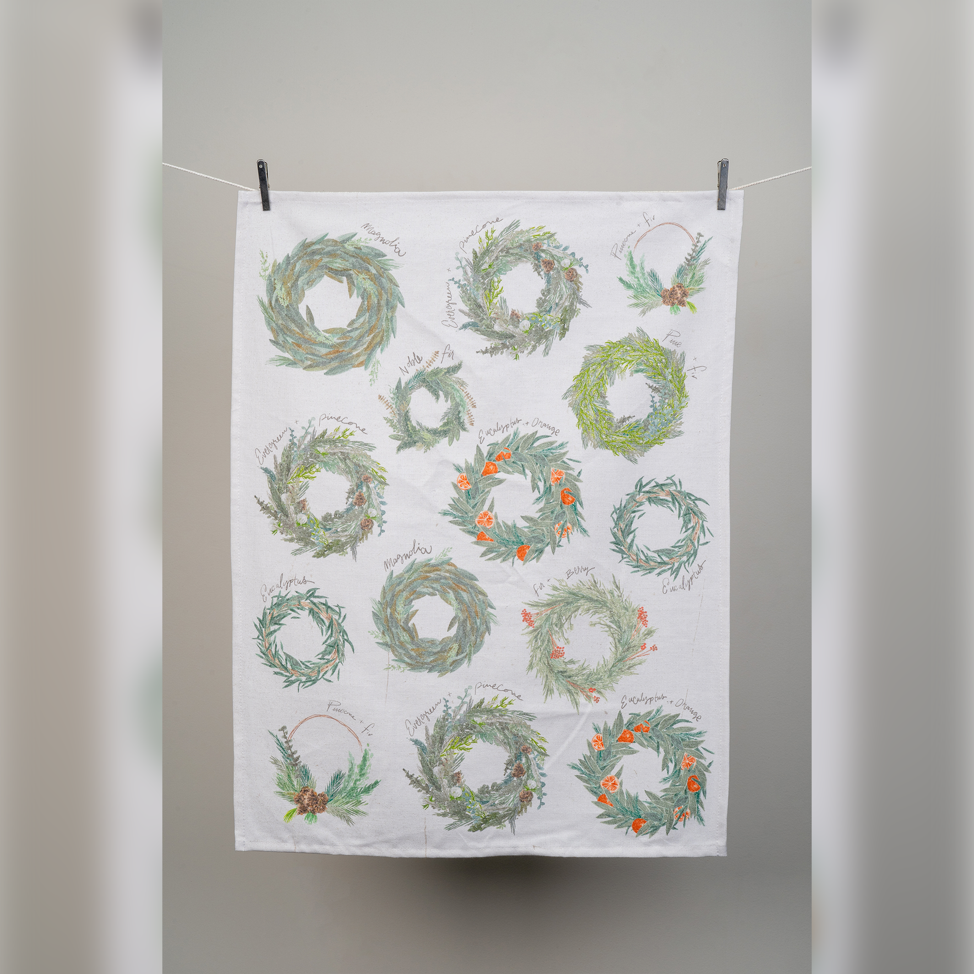 Christmas Wreath Digital Printed Kitchen Towel-(set/2)