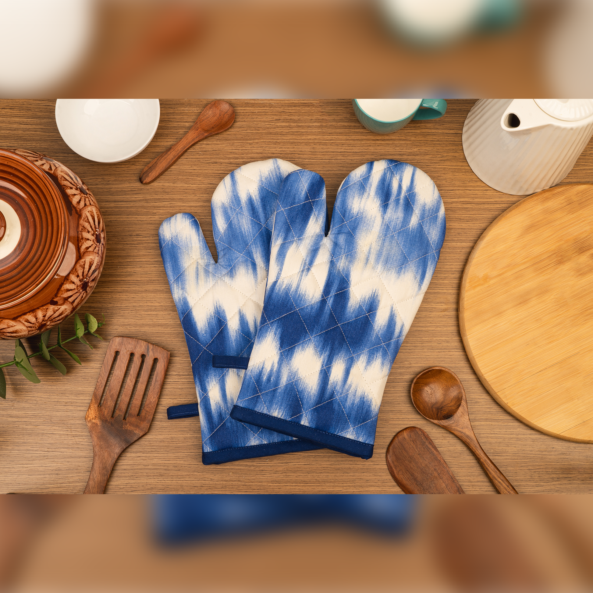 Waves Printed Gloves-(Set/2)