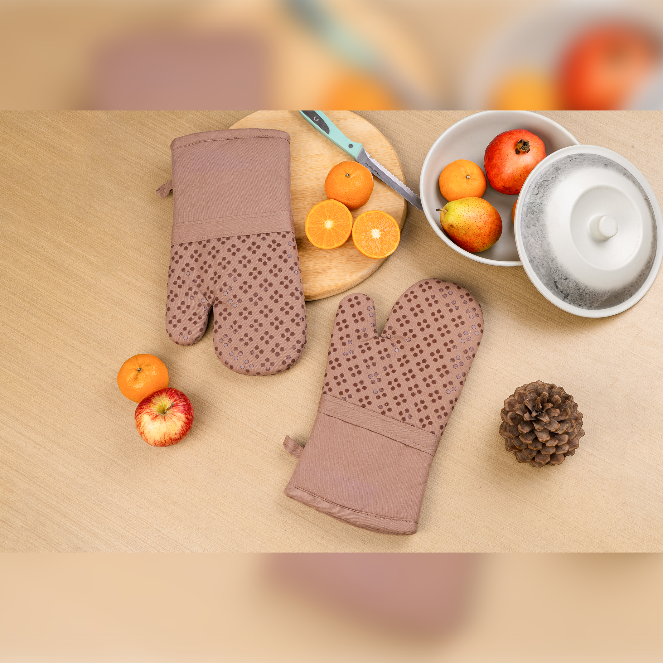 Terracota Silica Coated Anti Skid Gloves-(Set/2)