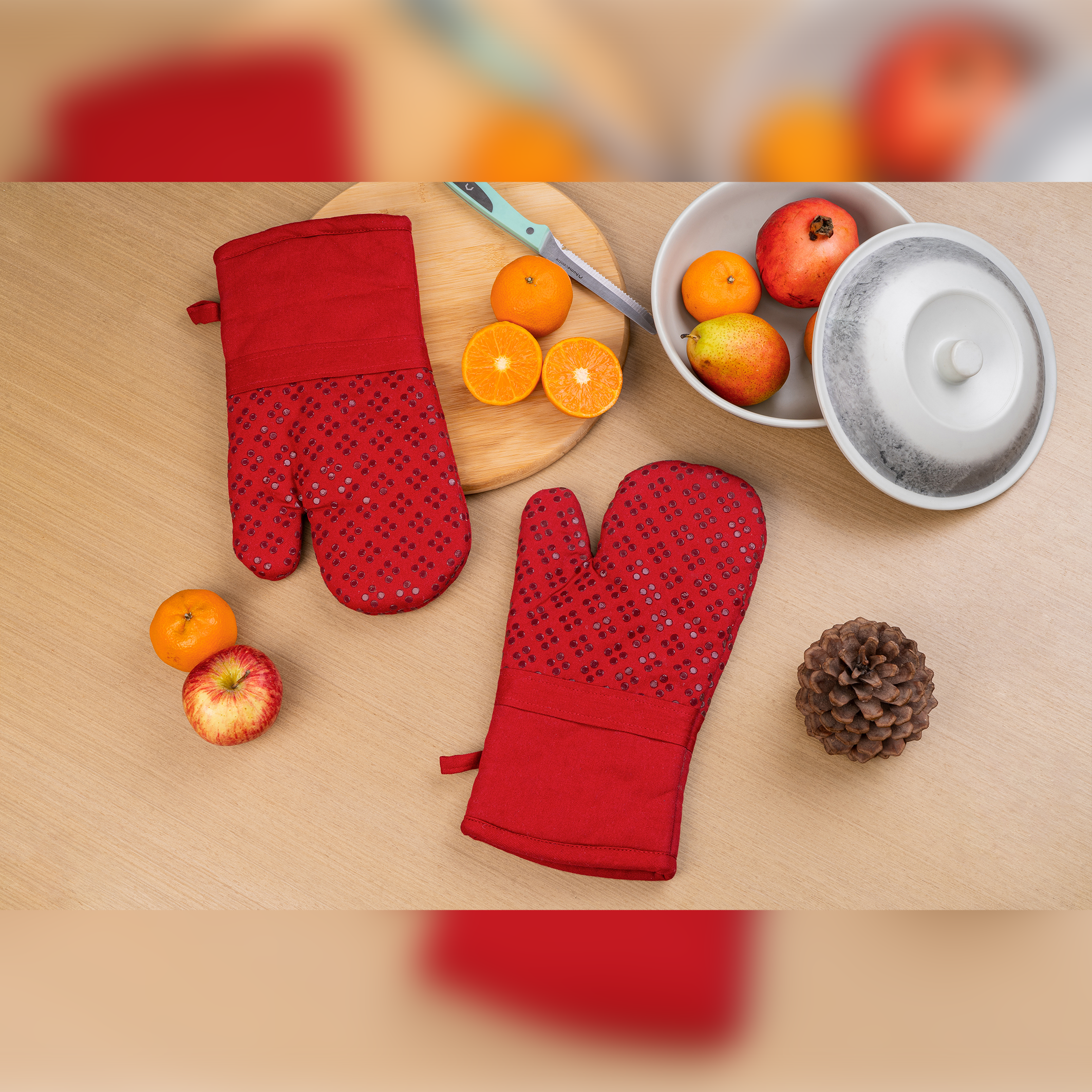 Turkey Red Silica Coated Anti Skid Gloves-(Set/2)