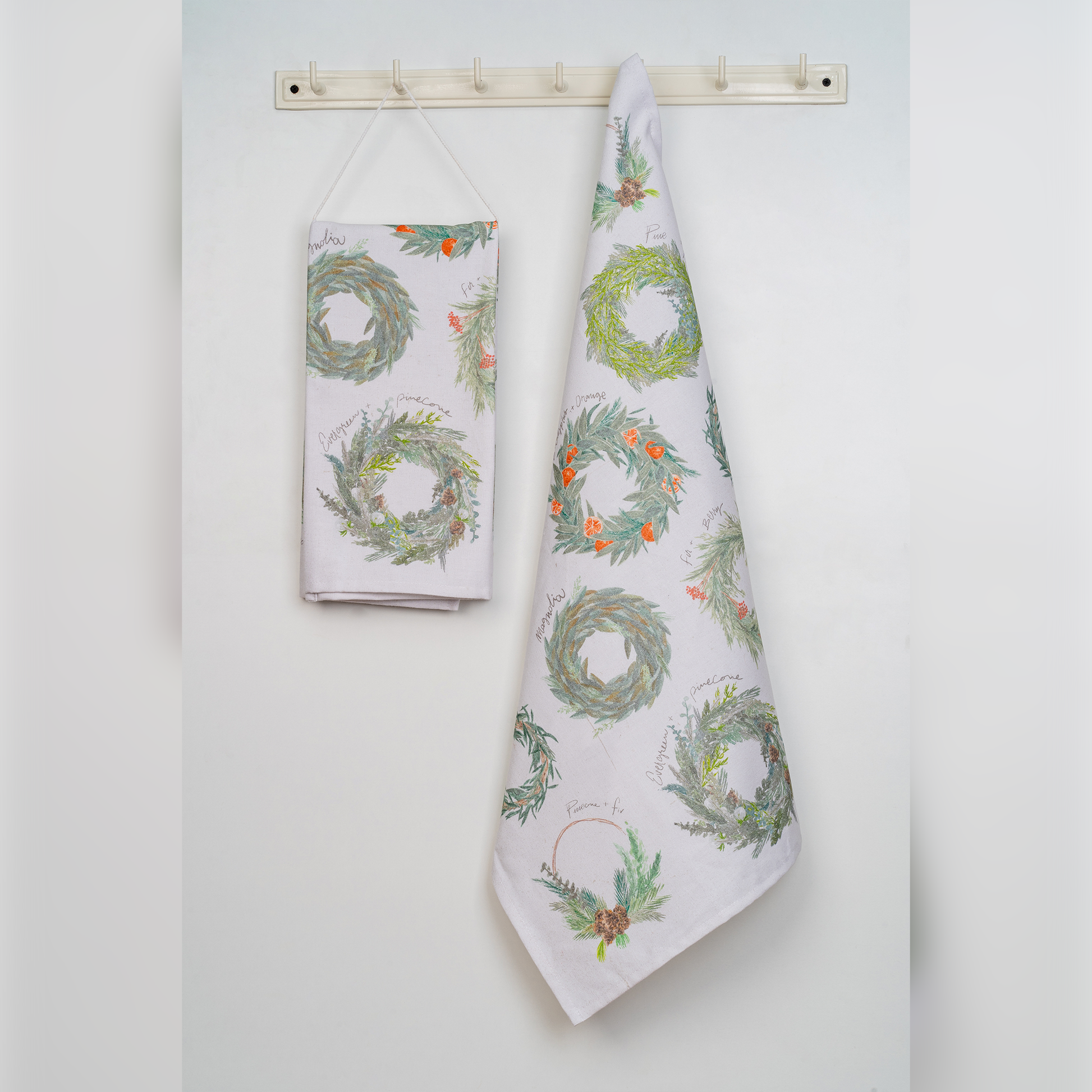 Christmas Wreath Digital Printed Kitchen Towel-(set/2)