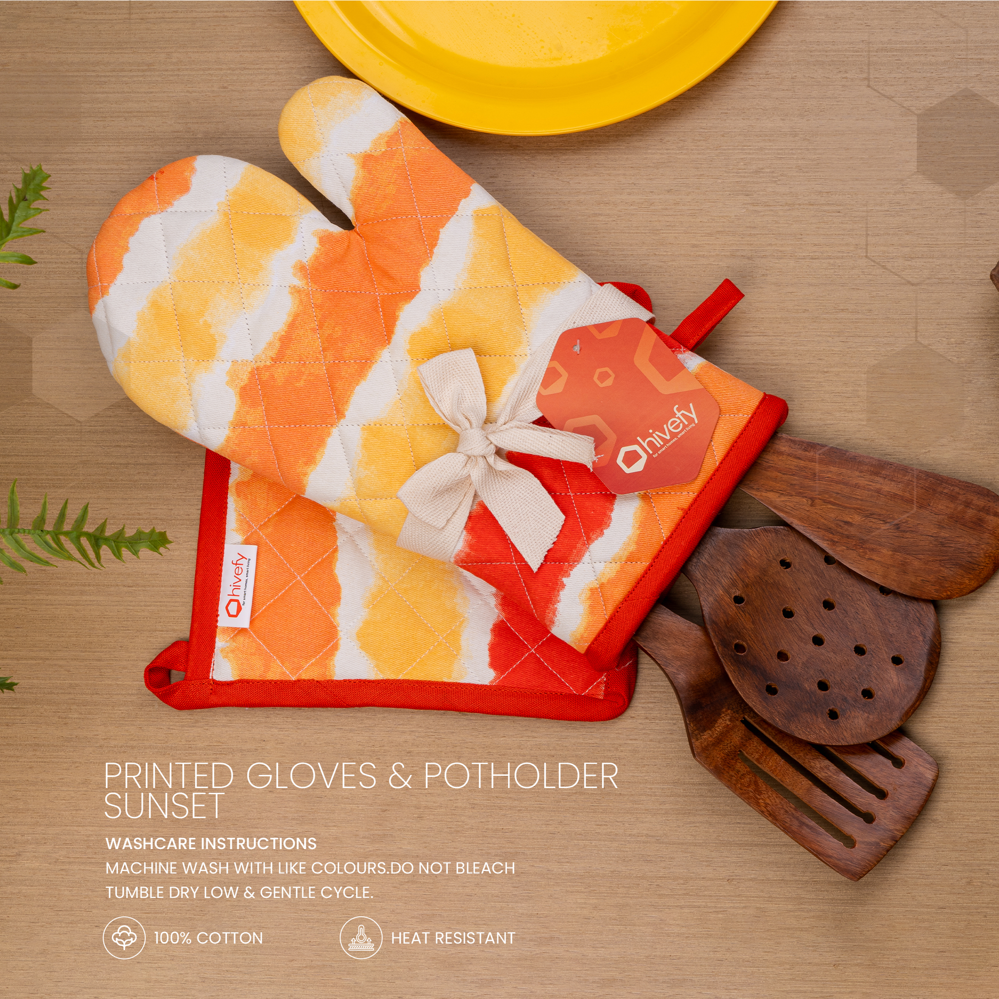 Sunset Printed Mitten/Pot holder Combo - (Set/1+1)