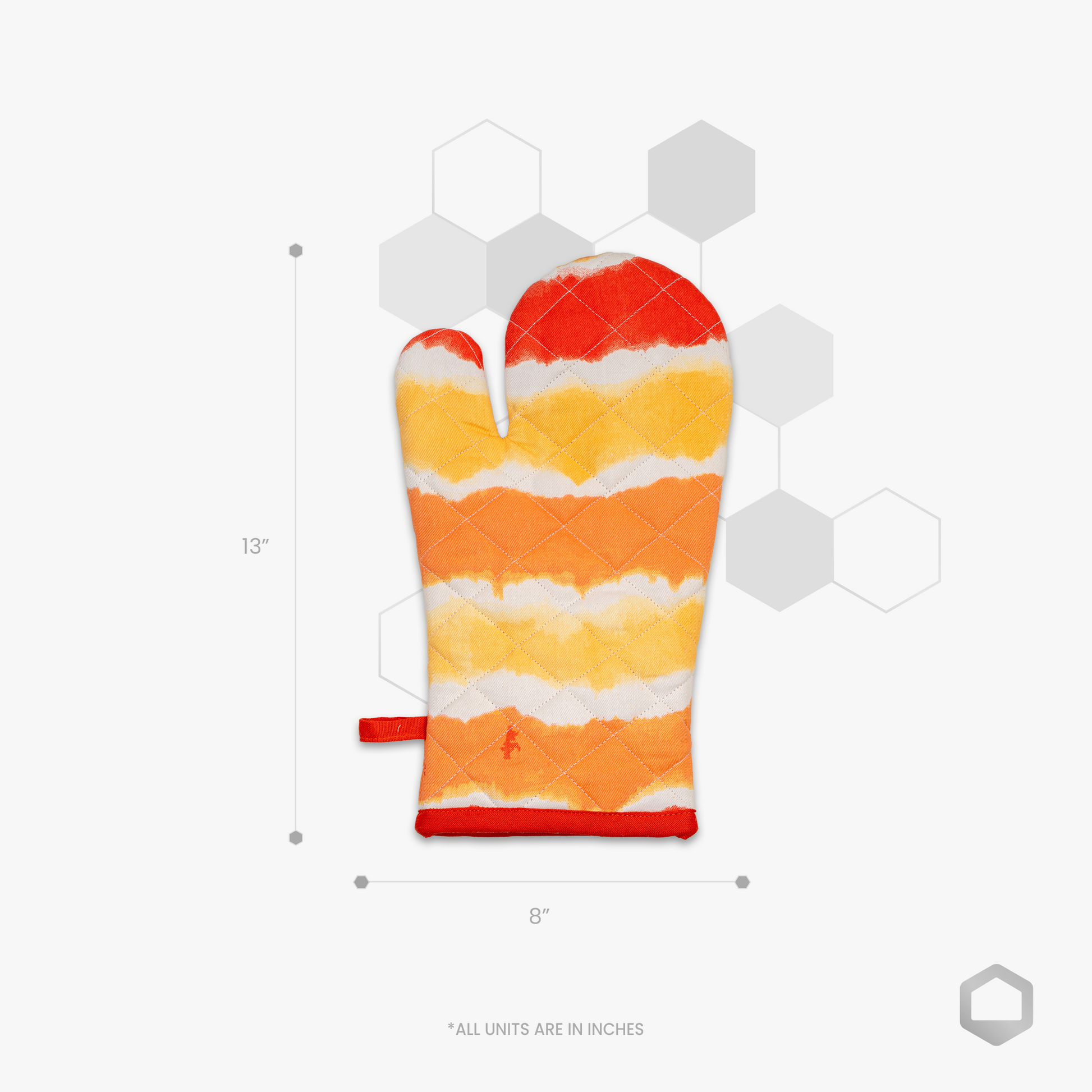 Sunset Printed Apron+Pot holder+Glove Combo-(Set/1+1+1)