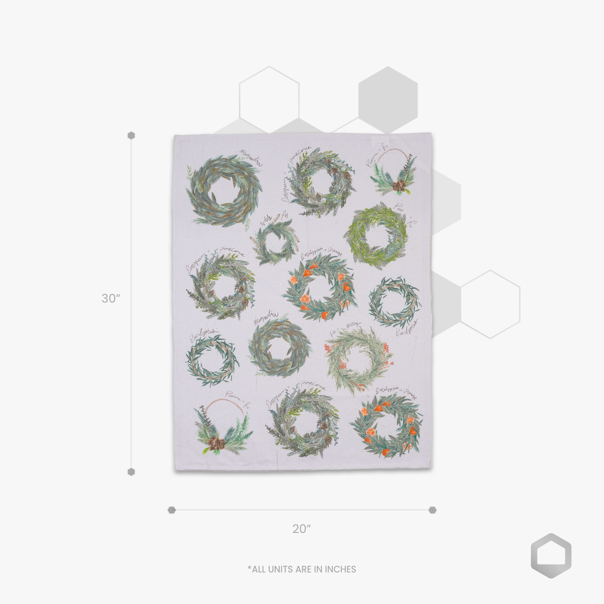 Christmas Wreath Digital Printed Kitchen Towel-(set/2)