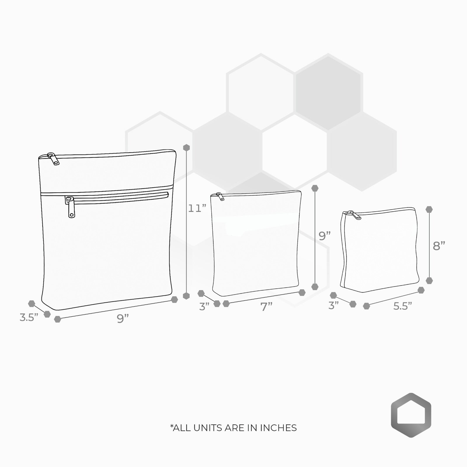 Amber Maze Multi-Purpose Travel pouches Set of 3 Pouches