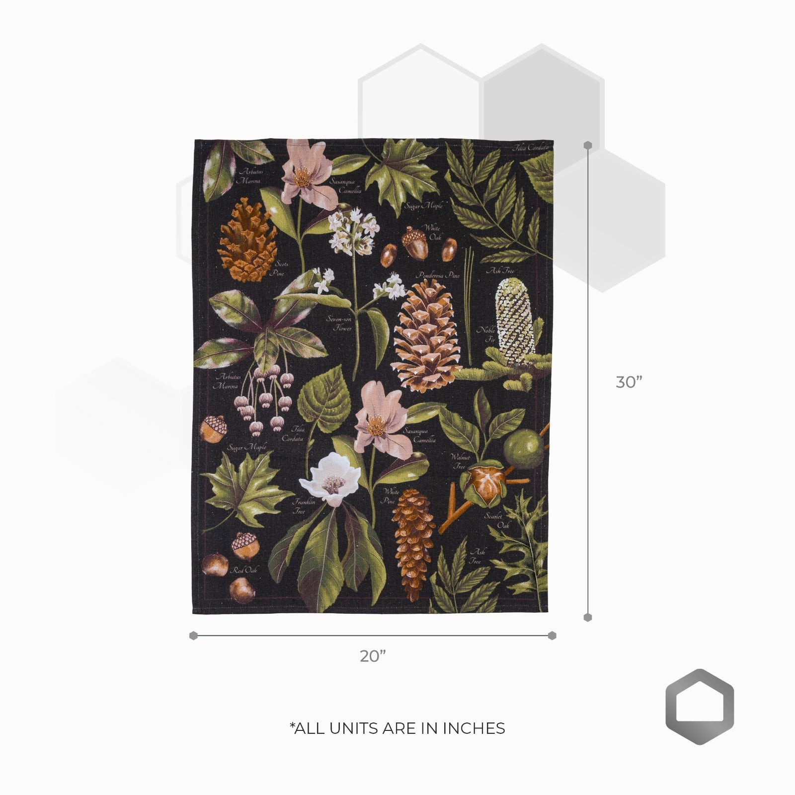 Pines And Cones Digital Printed Kitchen Towel-(Set/2)