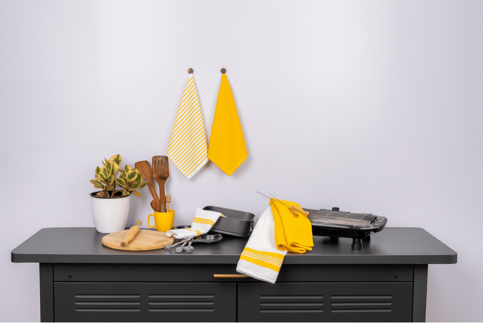 Honey Mustard Assorted Terry Towels – (Set/5)