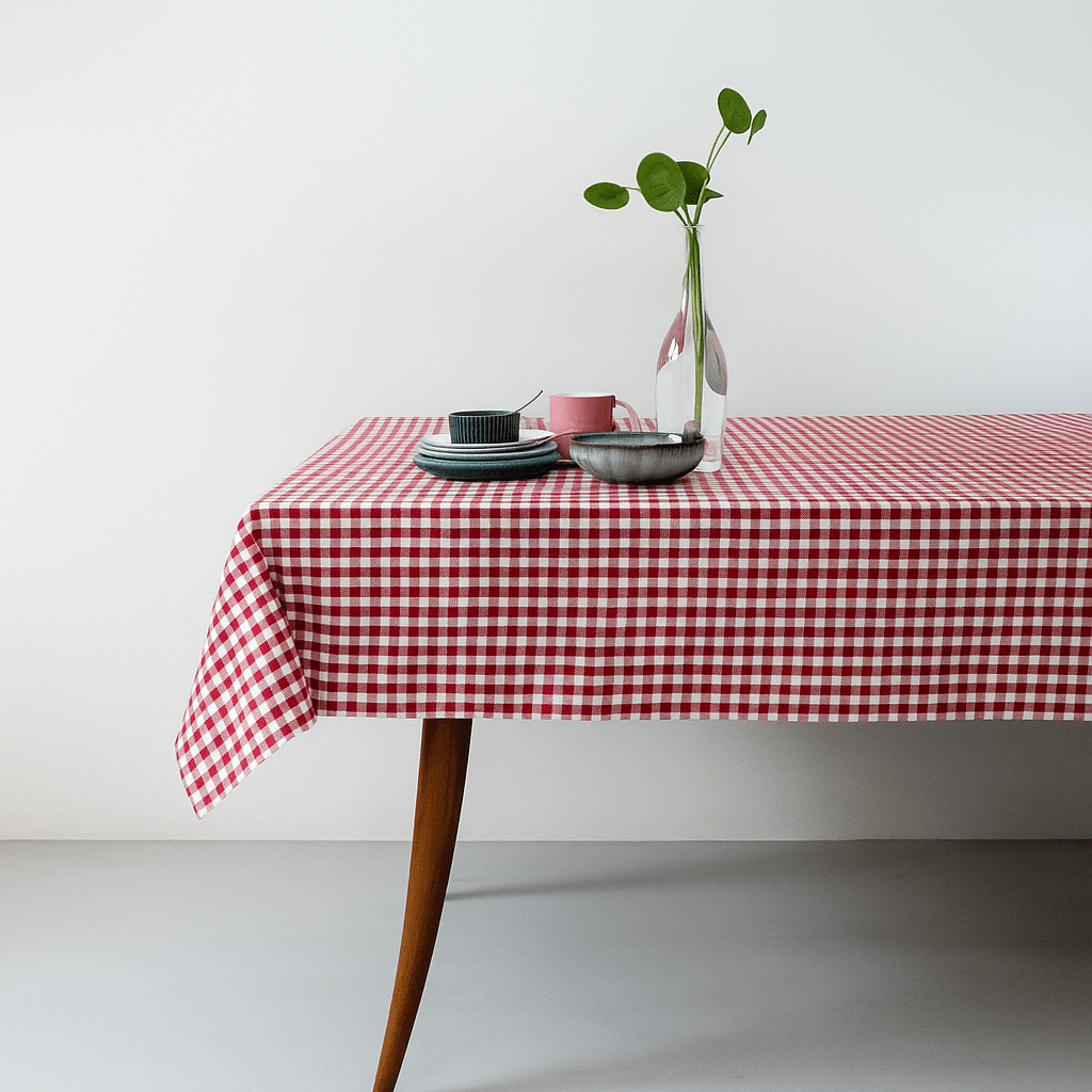 Cherry grid Gingham Cotton Tablecloth Collection
