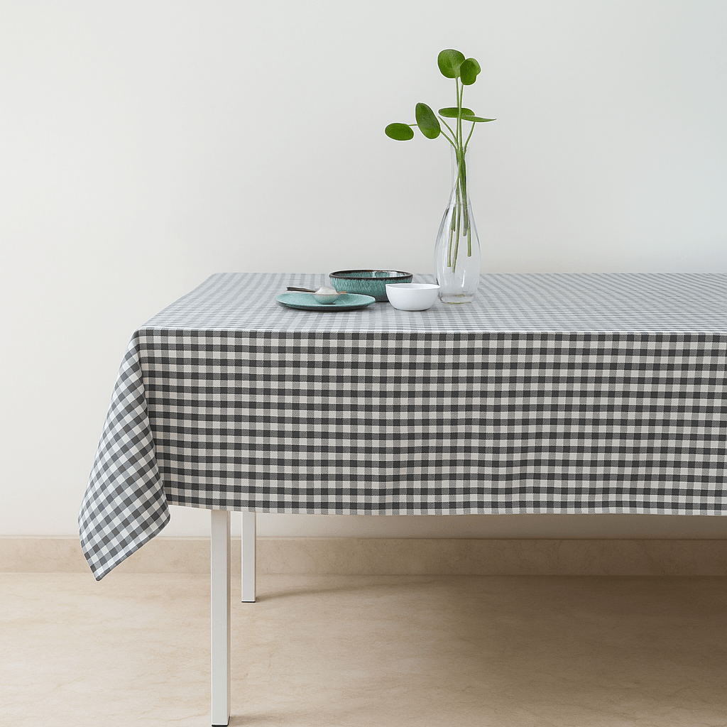 Fog check Gingham Cotton Tablecloth Collection