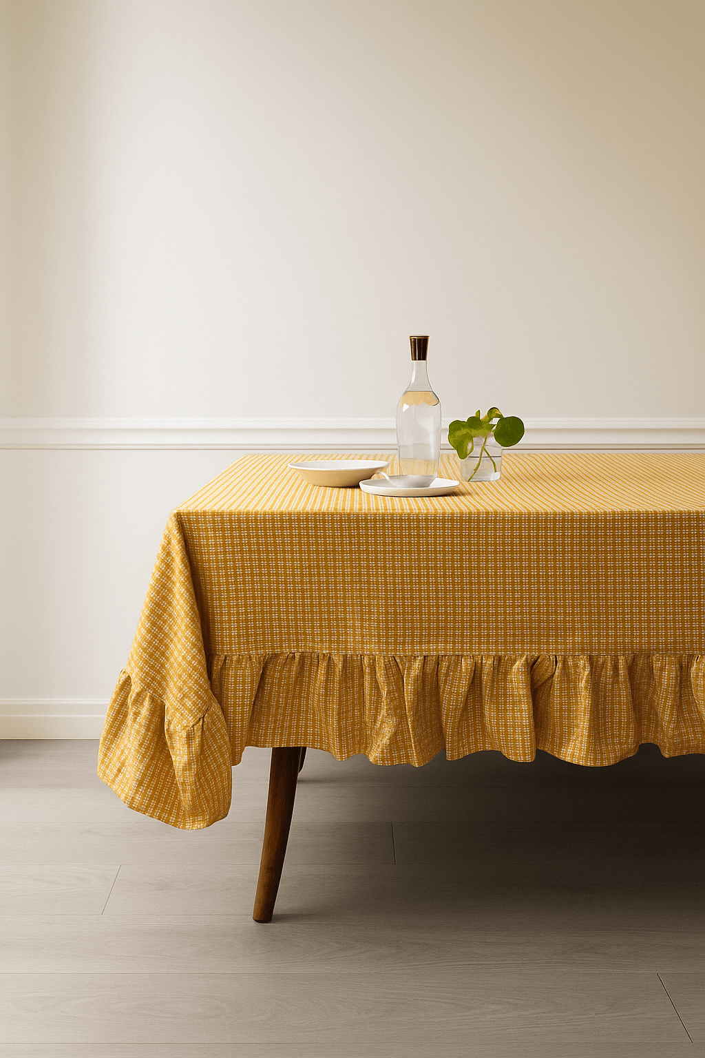 Golden Knot Premium Cotton Table Cloth With Frill