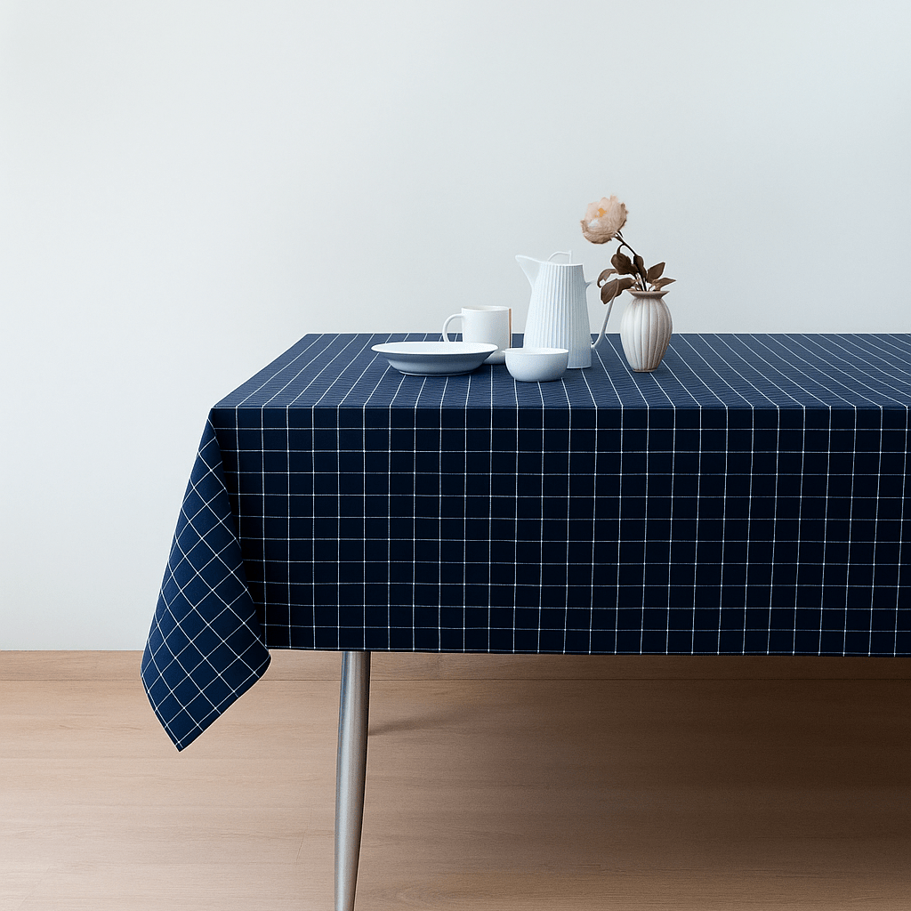 Ocean Check Dobby Check Cotton Tablecloth