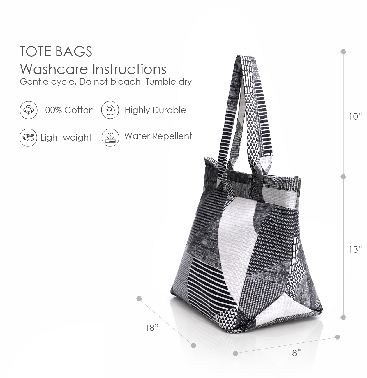 Graphite Grid – Water Repellent Tote Bag