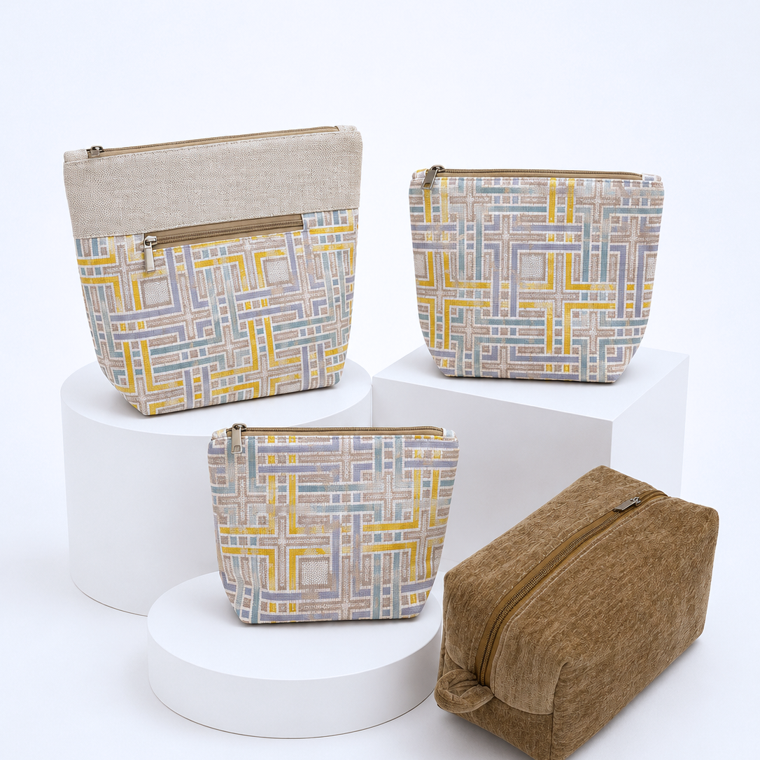 Golden Maze & Sandy Velvet Set of 4 Pouch Combo