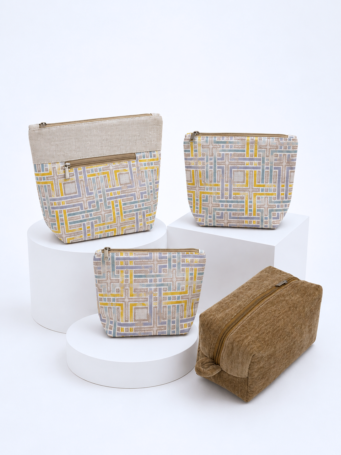 Golden Maze & Sandy Velvet Set of 4 Pouch Combo
