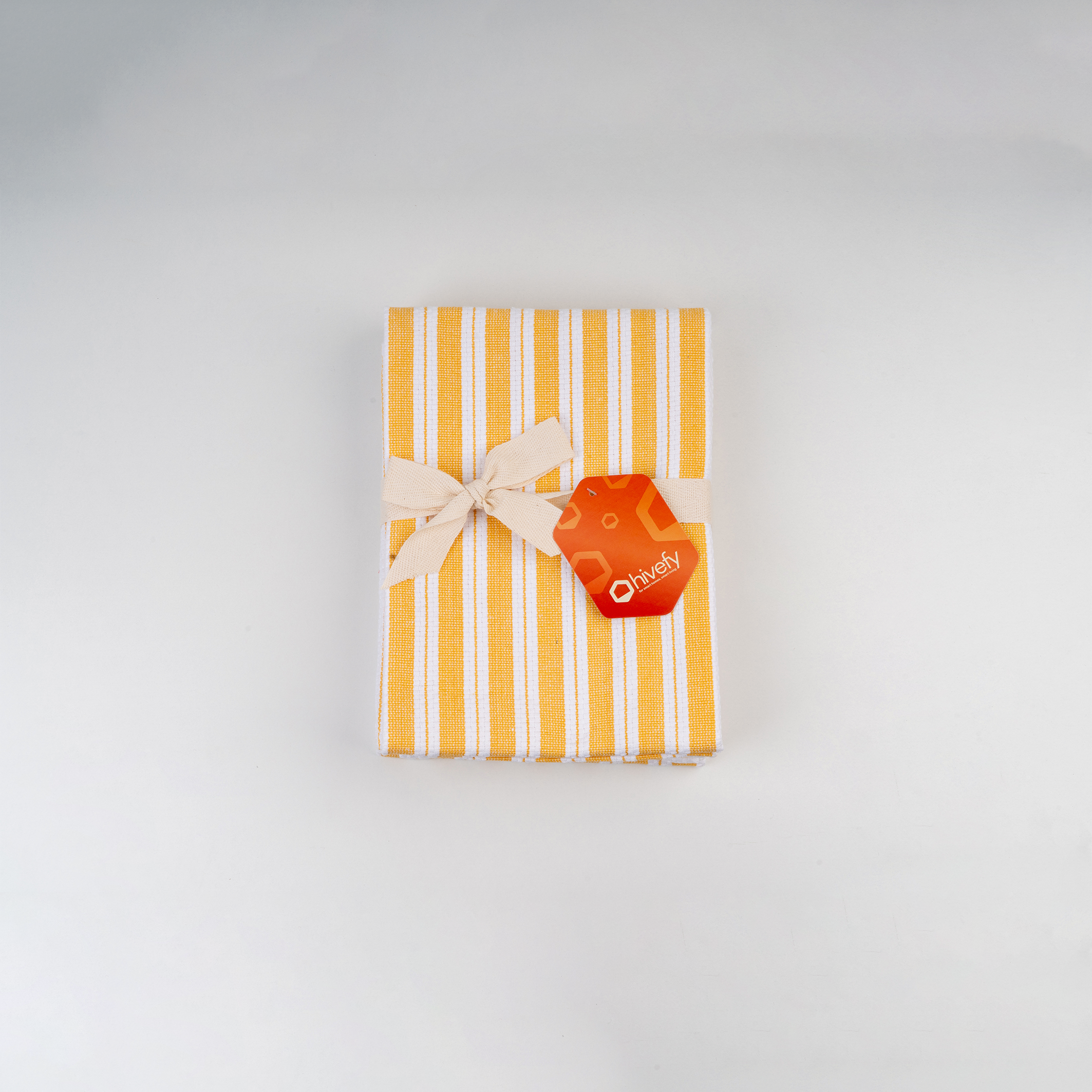 Dobby Stripe Hand Towel-Marigold stripes (set/3)