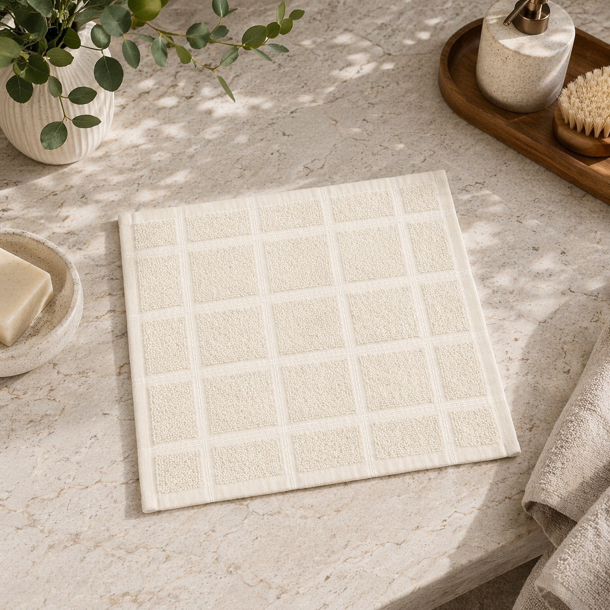 Buttermelt Dobby Checks Face Towels-(set/12)