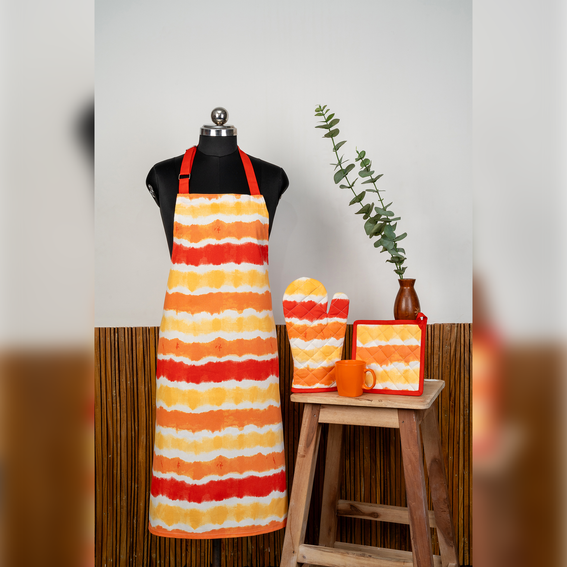 Printed Apron+Pot holder+Glove Combo -Sunset (Set/1+1+1)