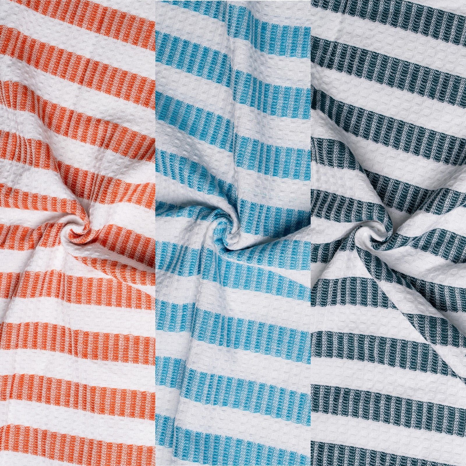 Tropical Current - Honeycomb Stripe Bath Towels-(Set/3)