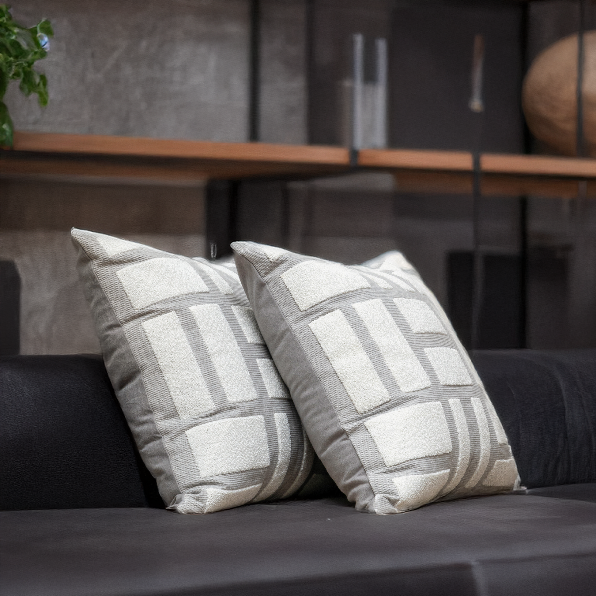 Silver Bricks Cushion Covers - Set Of 2 (20" x 20")