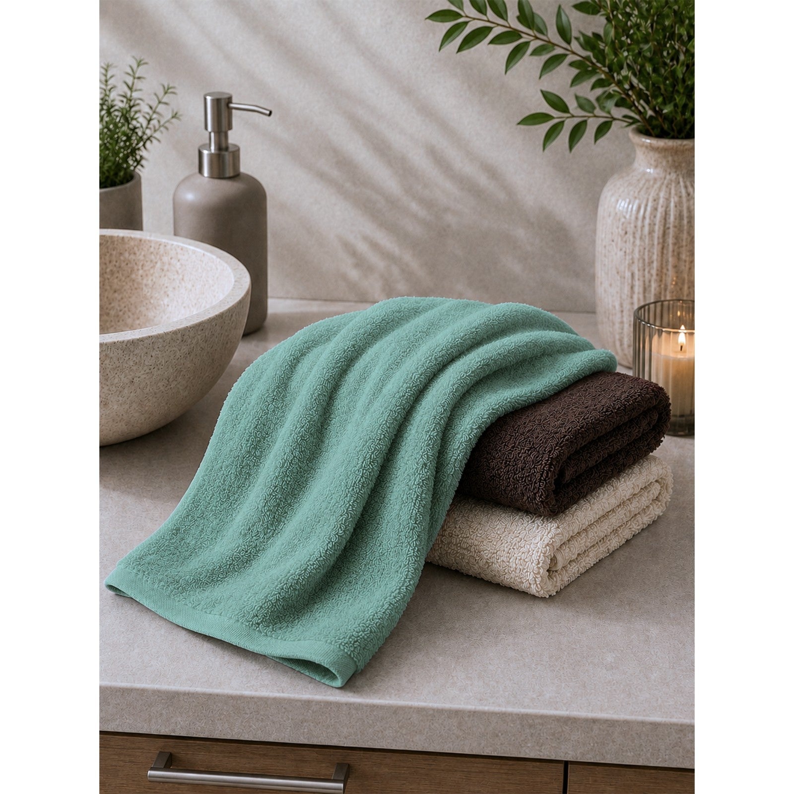 Mocha- Terry Hand / Vanity Towel-(Set/3)
