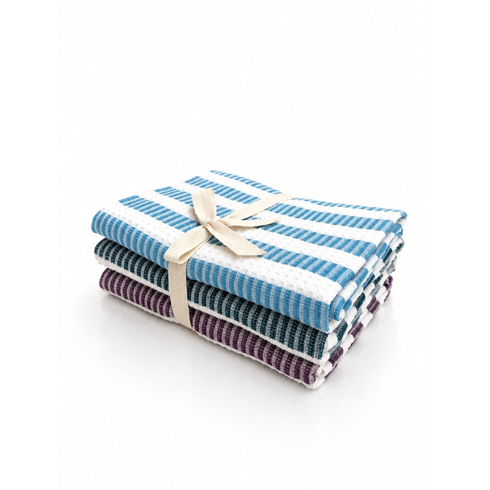 Lagoon Dusk - Honeycomb Stripe Bath Towels-(Set/3)