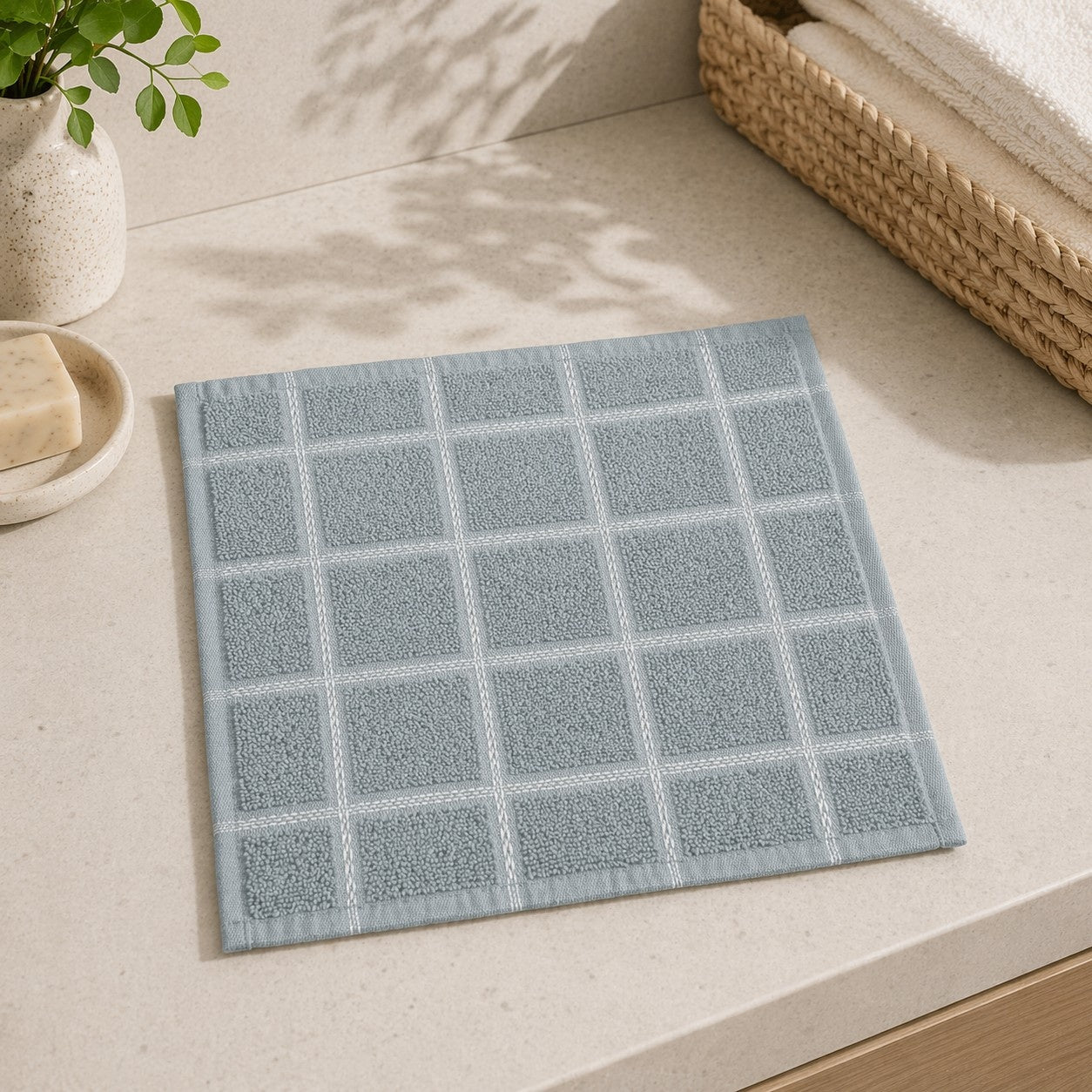 Fogsy Dobby Checks Face Towels-(set/12)