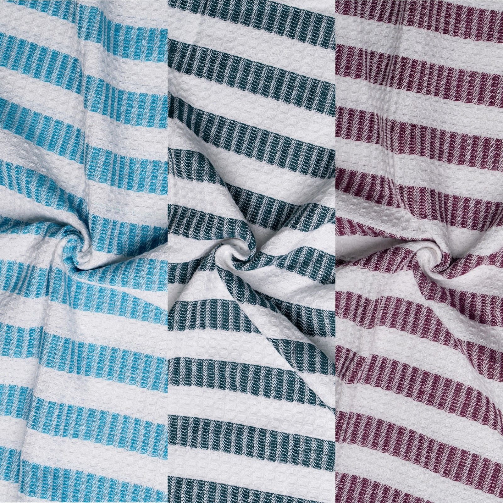 Lagoon Dusk - Honeycomb Stripe Bath Towels-(Set/3)