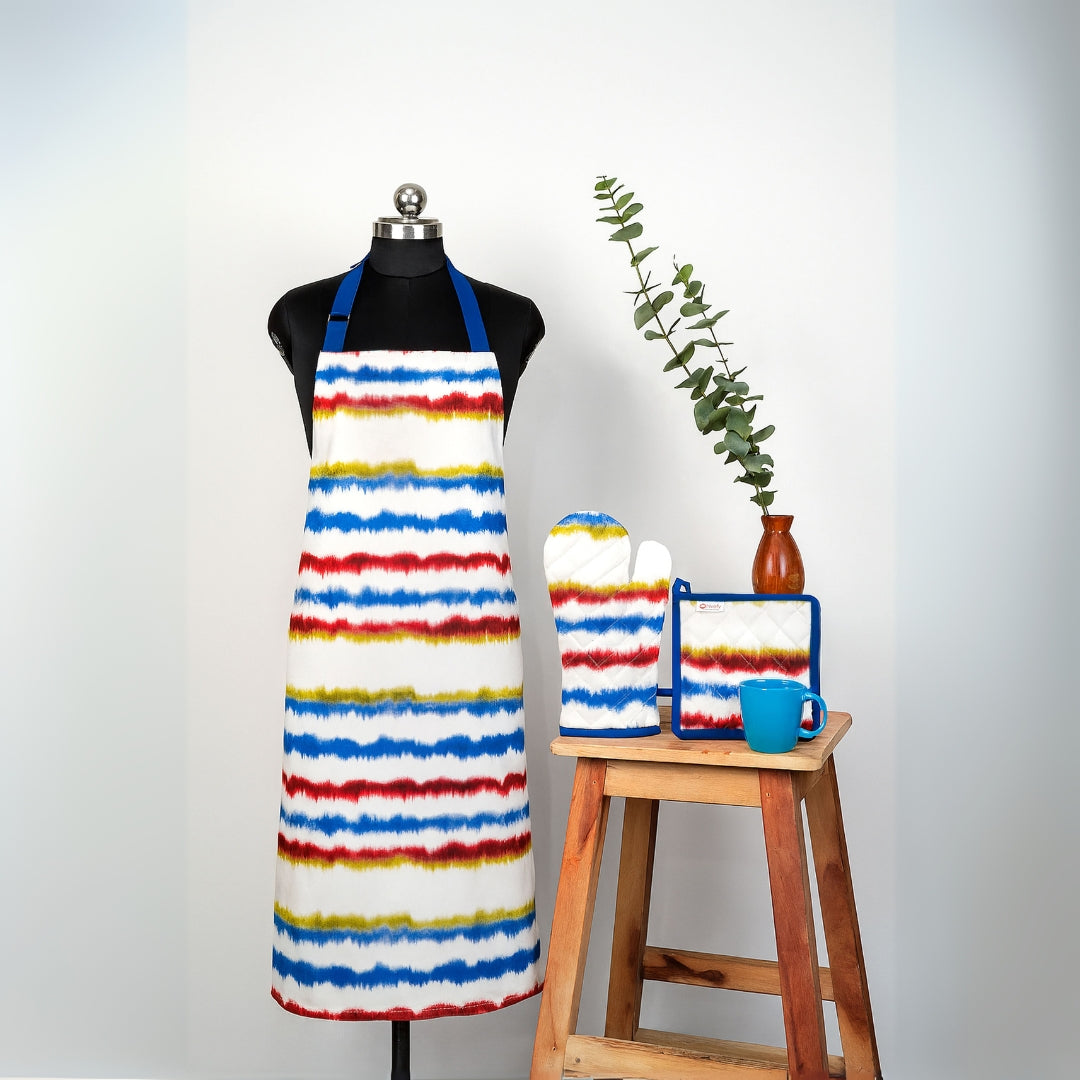 Tempest Printed Apron+Pot holder+Glove Combo - (Set/1+1+1)