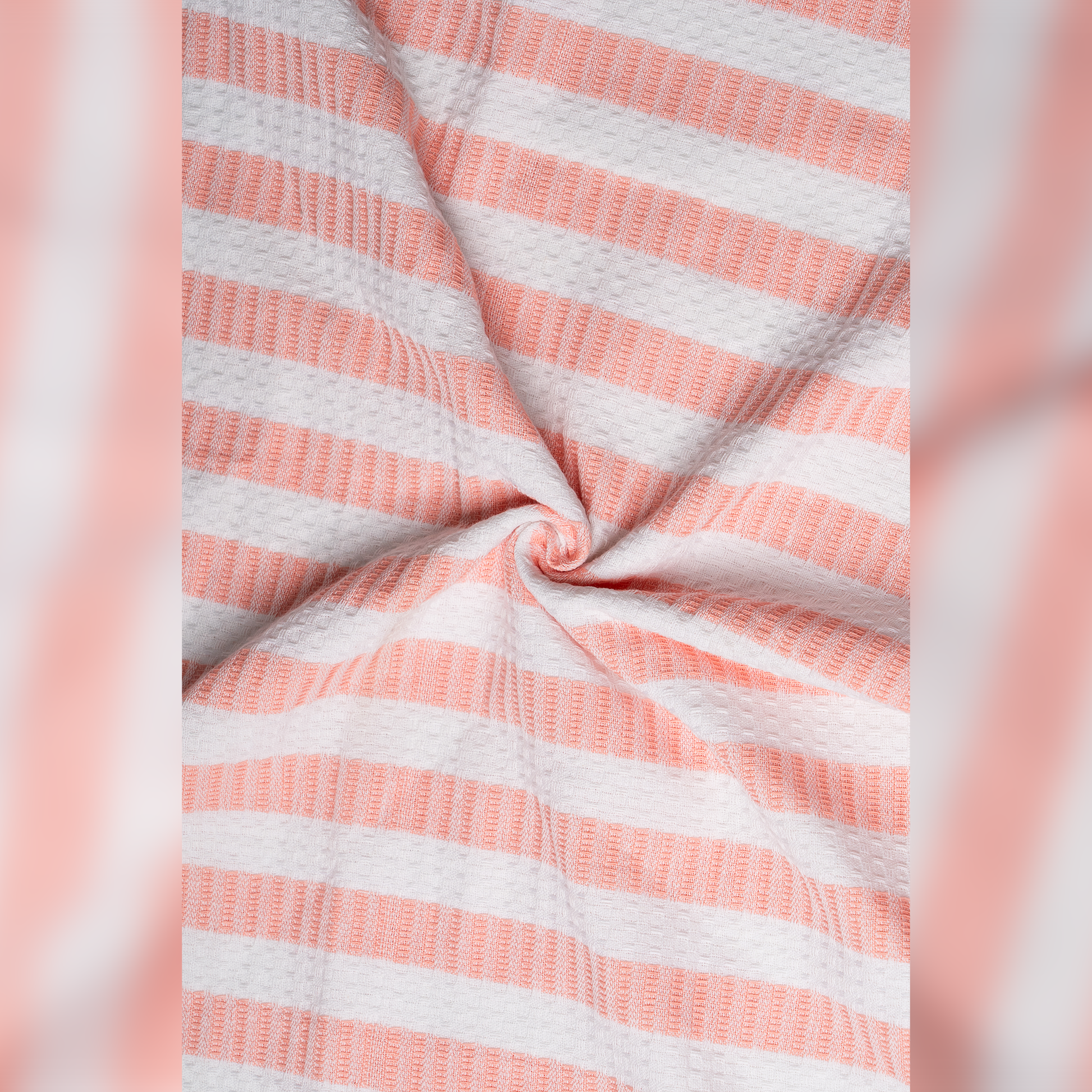 Honeycomb Stripe Bath Towels-Peach (Set/3)