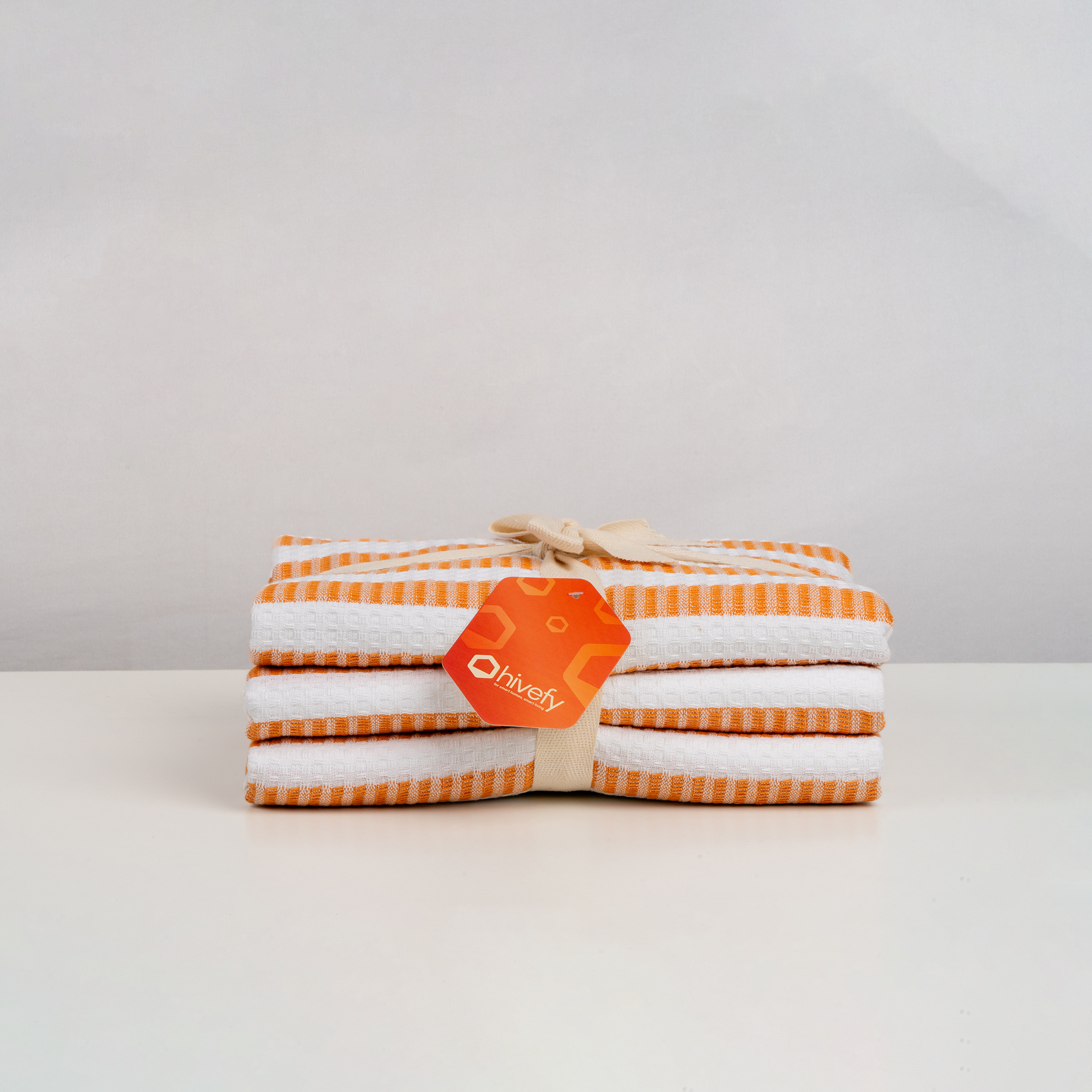 Sand Honeycomb Stripe Bath Towels-(Set/3)