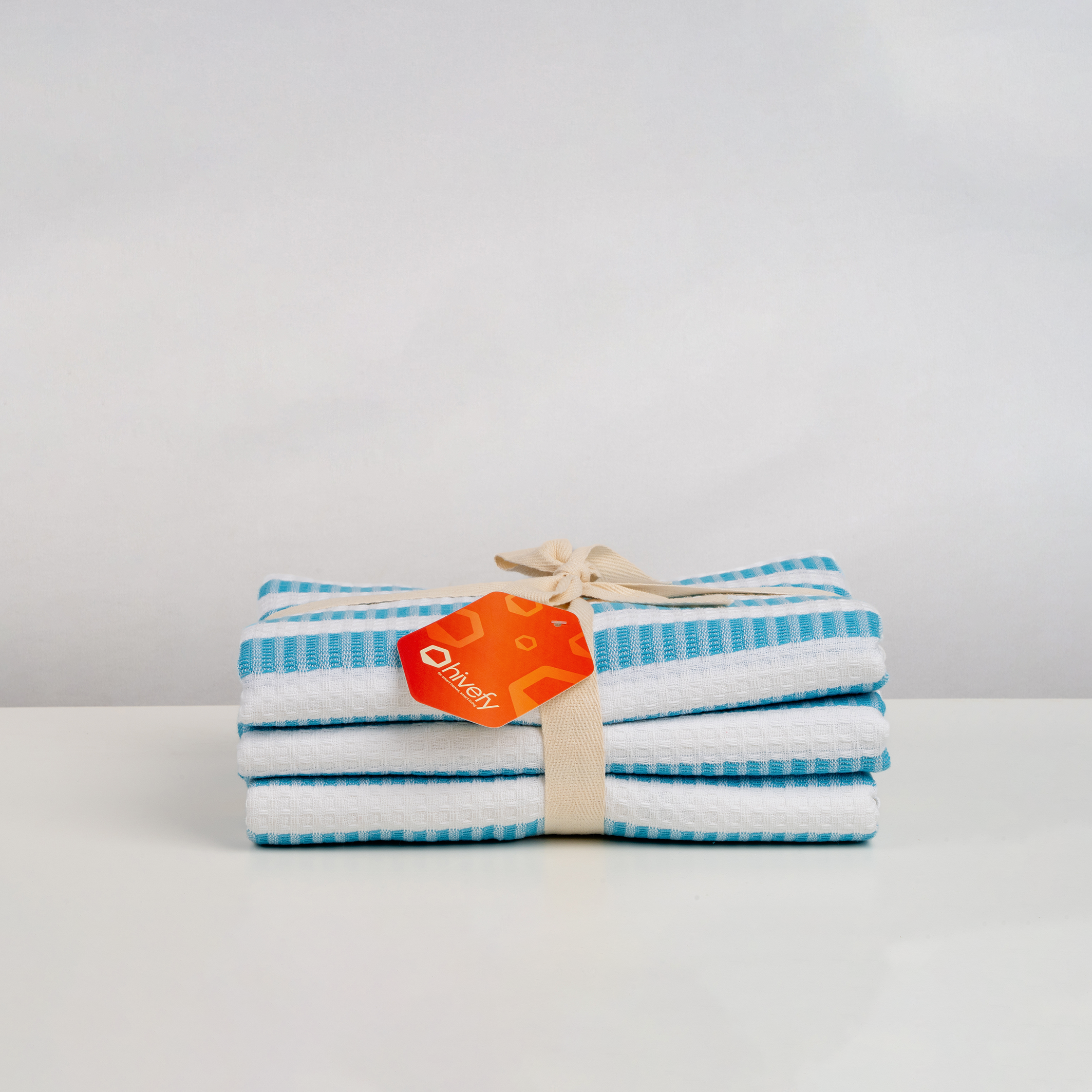 Sky Honeycomb Stripe Bath Towels-(Set/3)