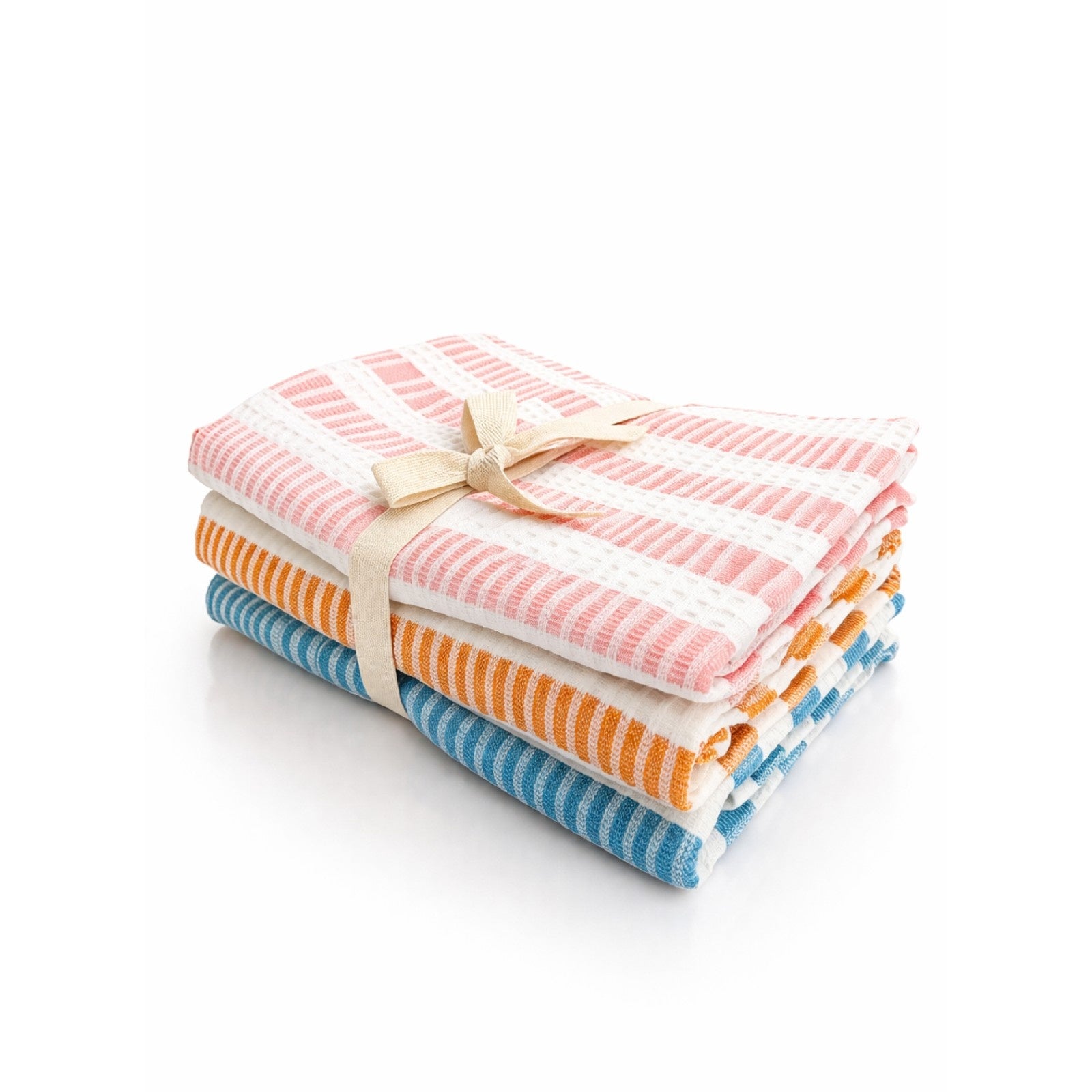 Summer Sorbet - Honeycomb Stripe Bath Towels-(Set/3)