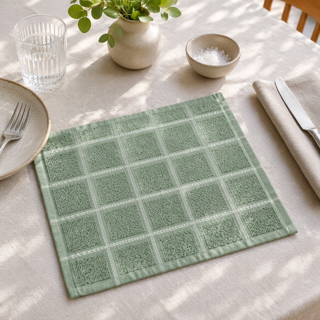 Mintara Dobby Checks Napkins -(set/12)