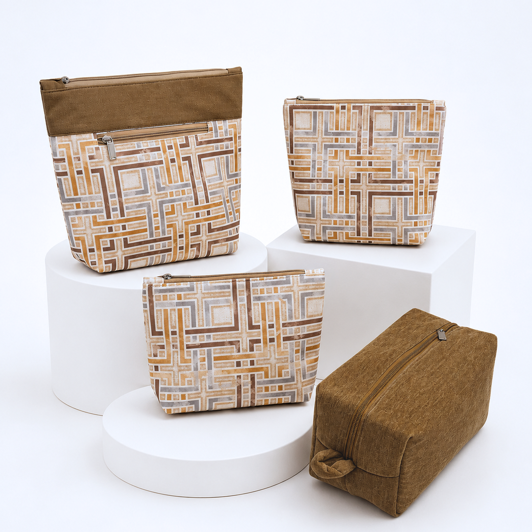 Amber Maze & Sandy Velvet Set of 4 Pouch Combo