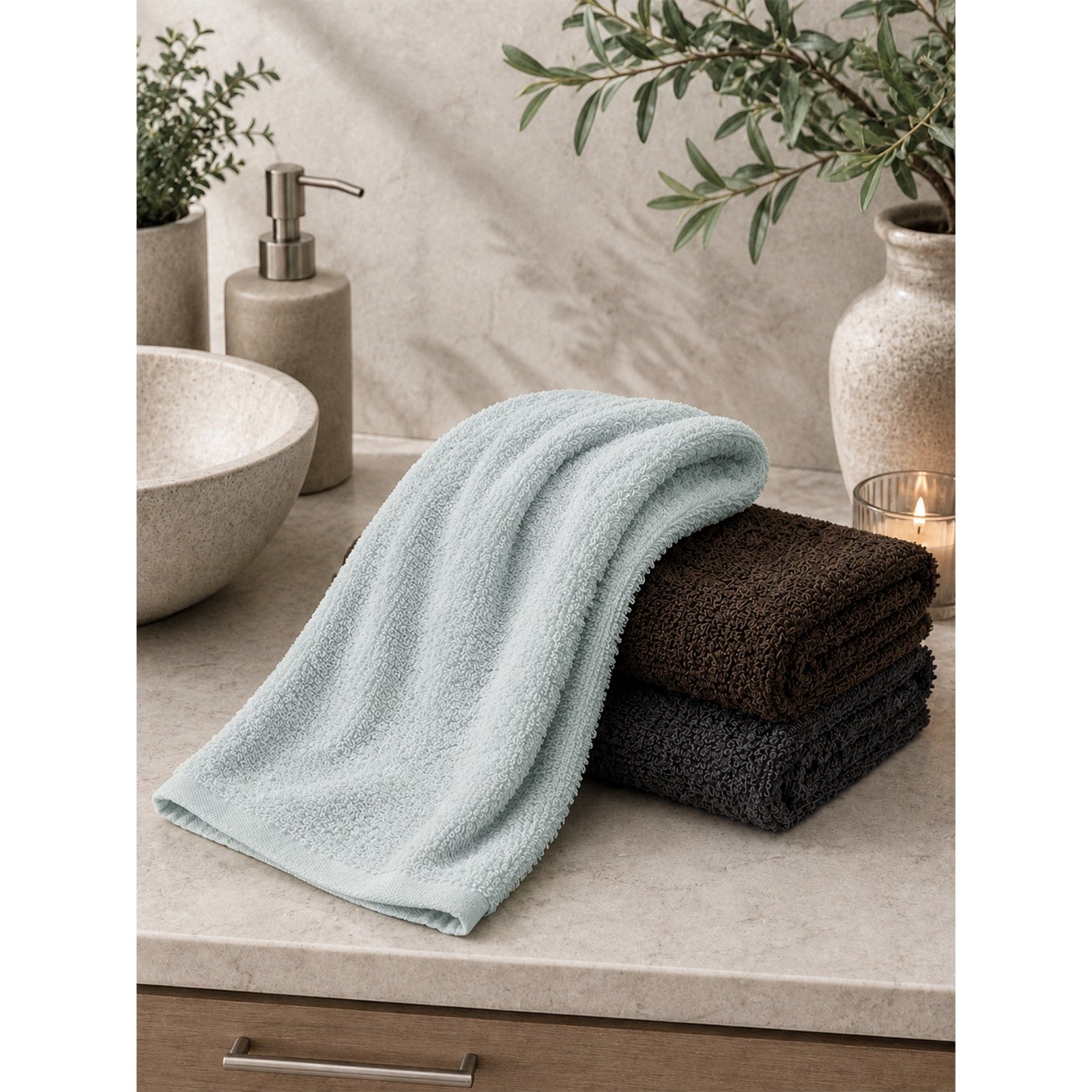 Sage- Terry Hand / Vanity Towel-(Set/3)