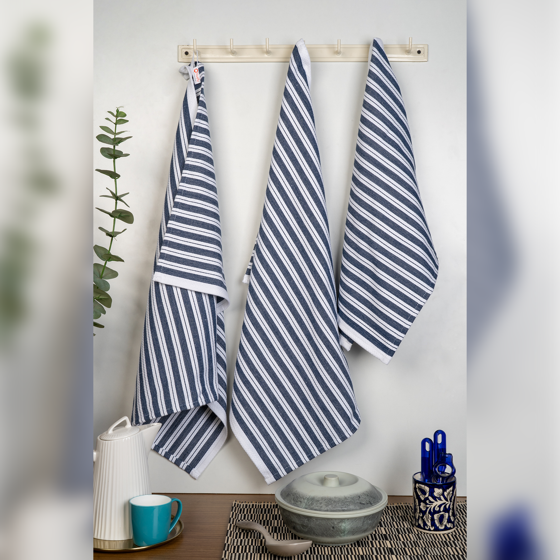Dobby Stripe Hand Towel-Ocean Tides (Set/3)