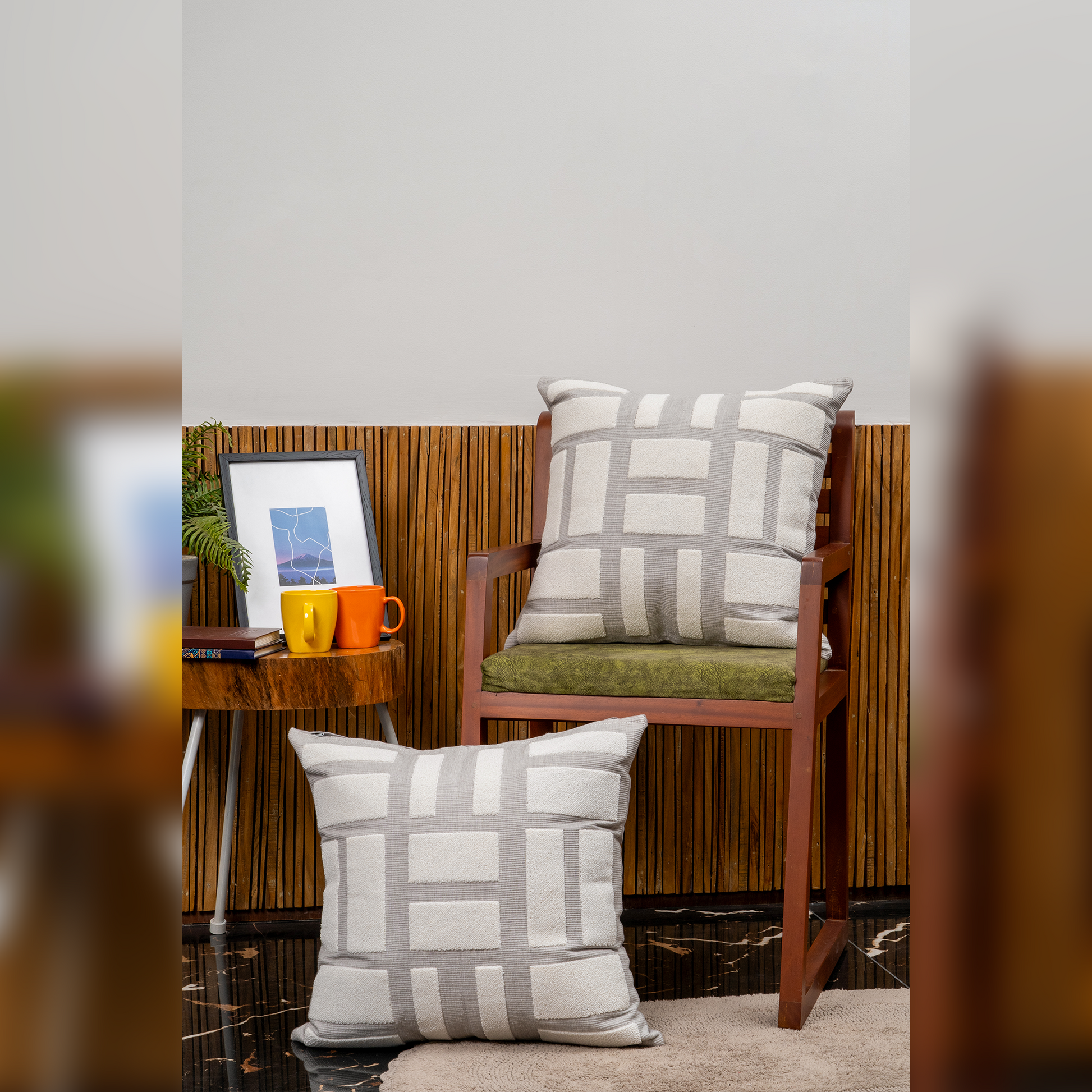 Silver Bricks Cushion Covers - Set Of 2 (20" x 20")