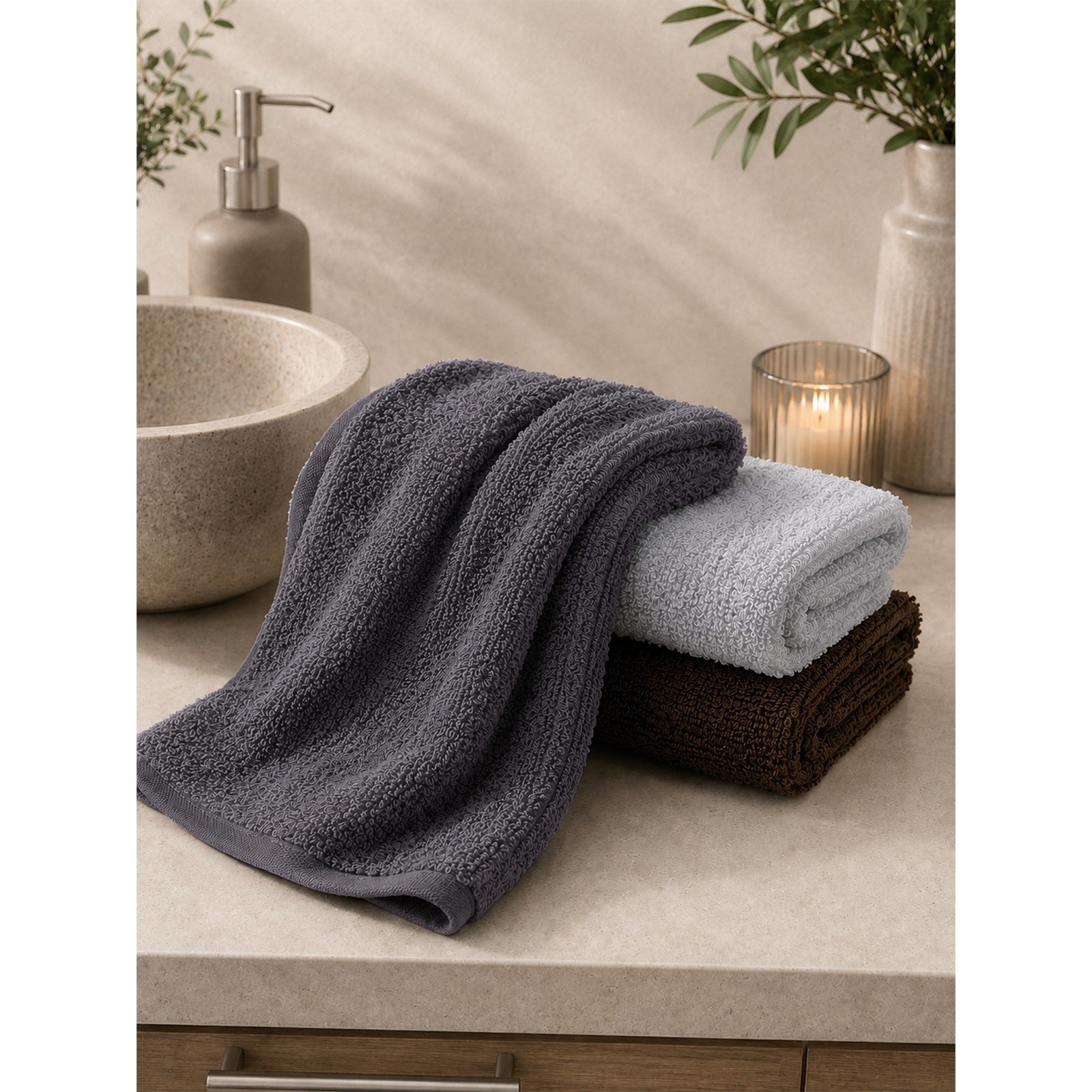 Slate- Terry Hand / Vanity Towel-(Set/3)