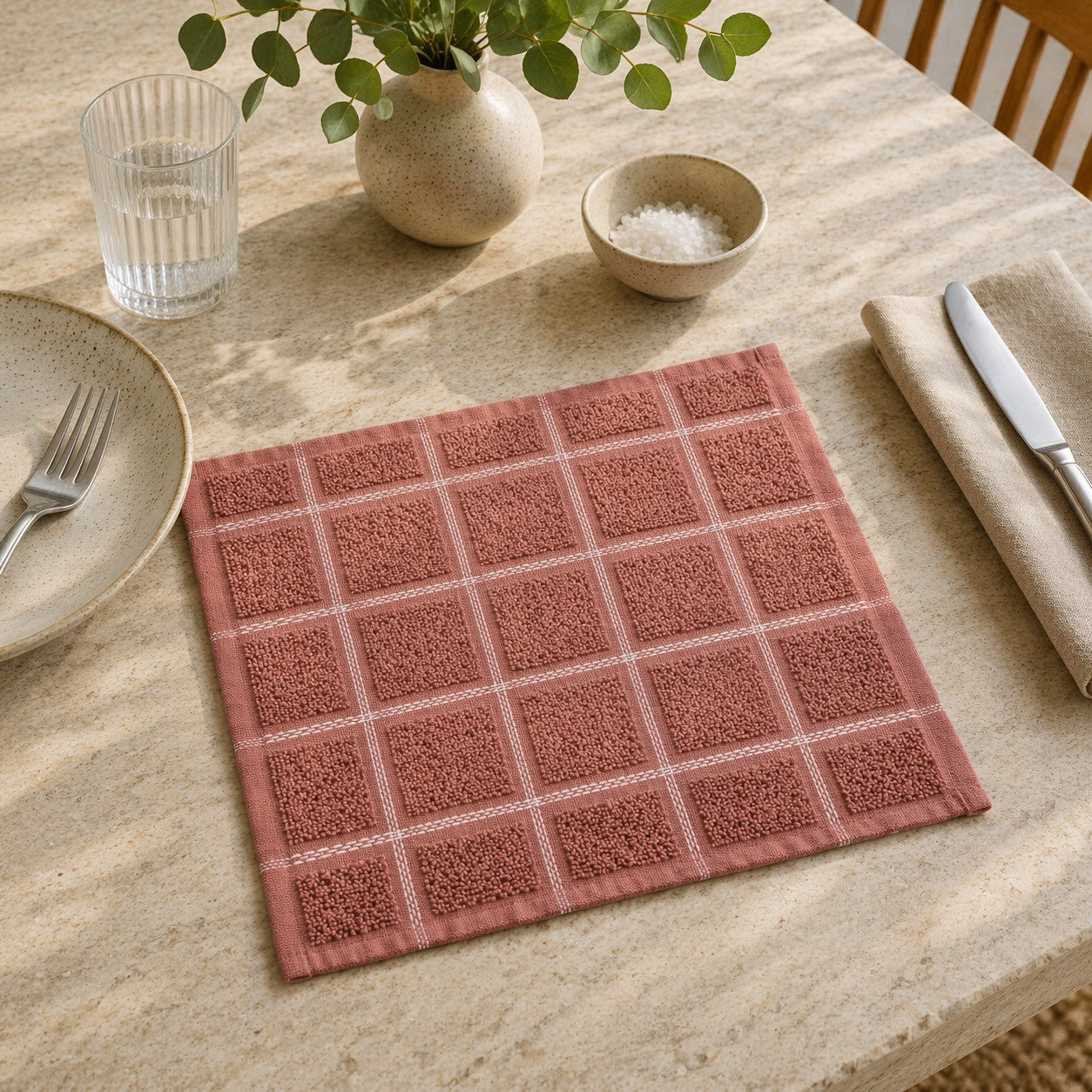 Rustiva Dobby Checks Napkins -(set/12)
