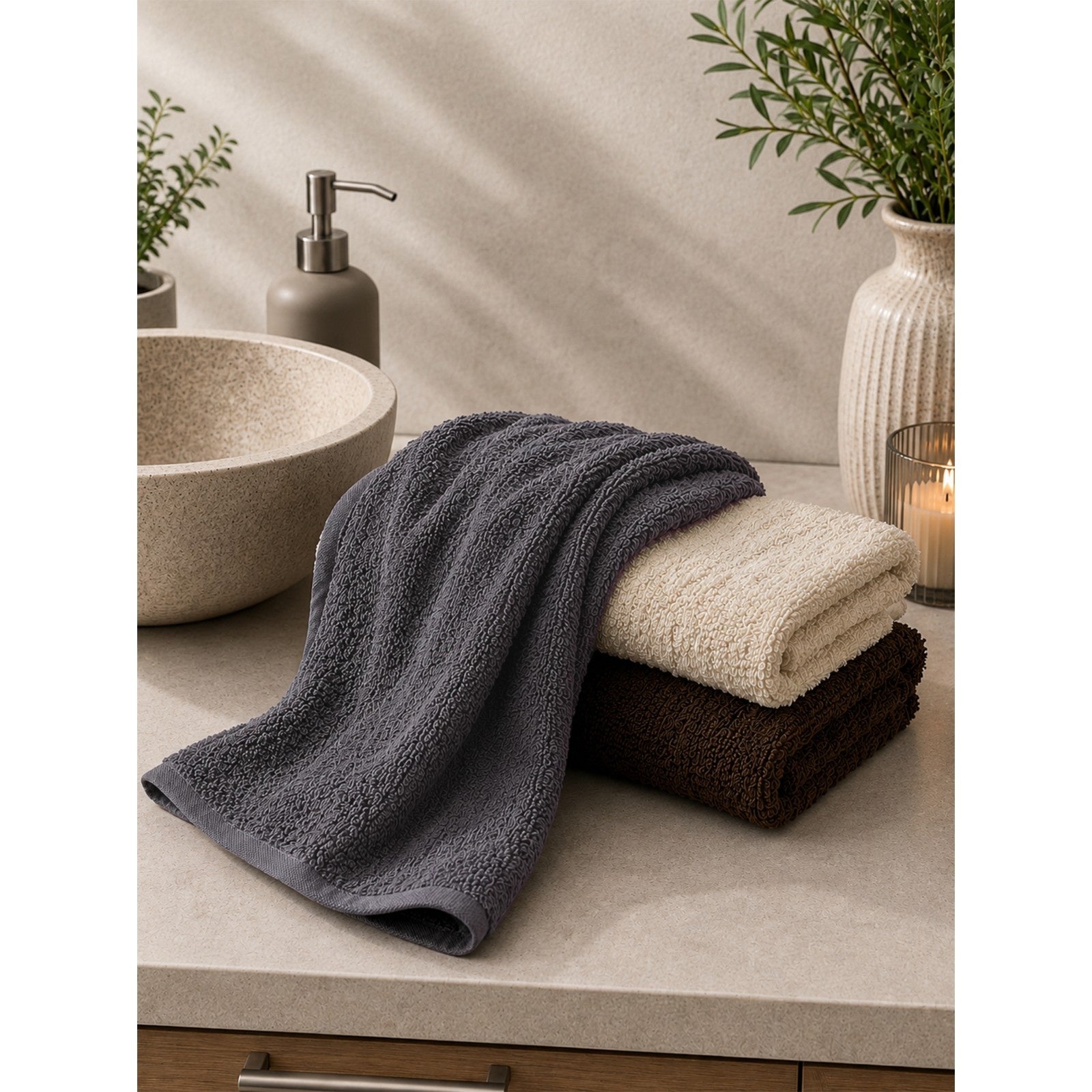 Ivory- Terry Hand / Vanity Towel-(Set/3)