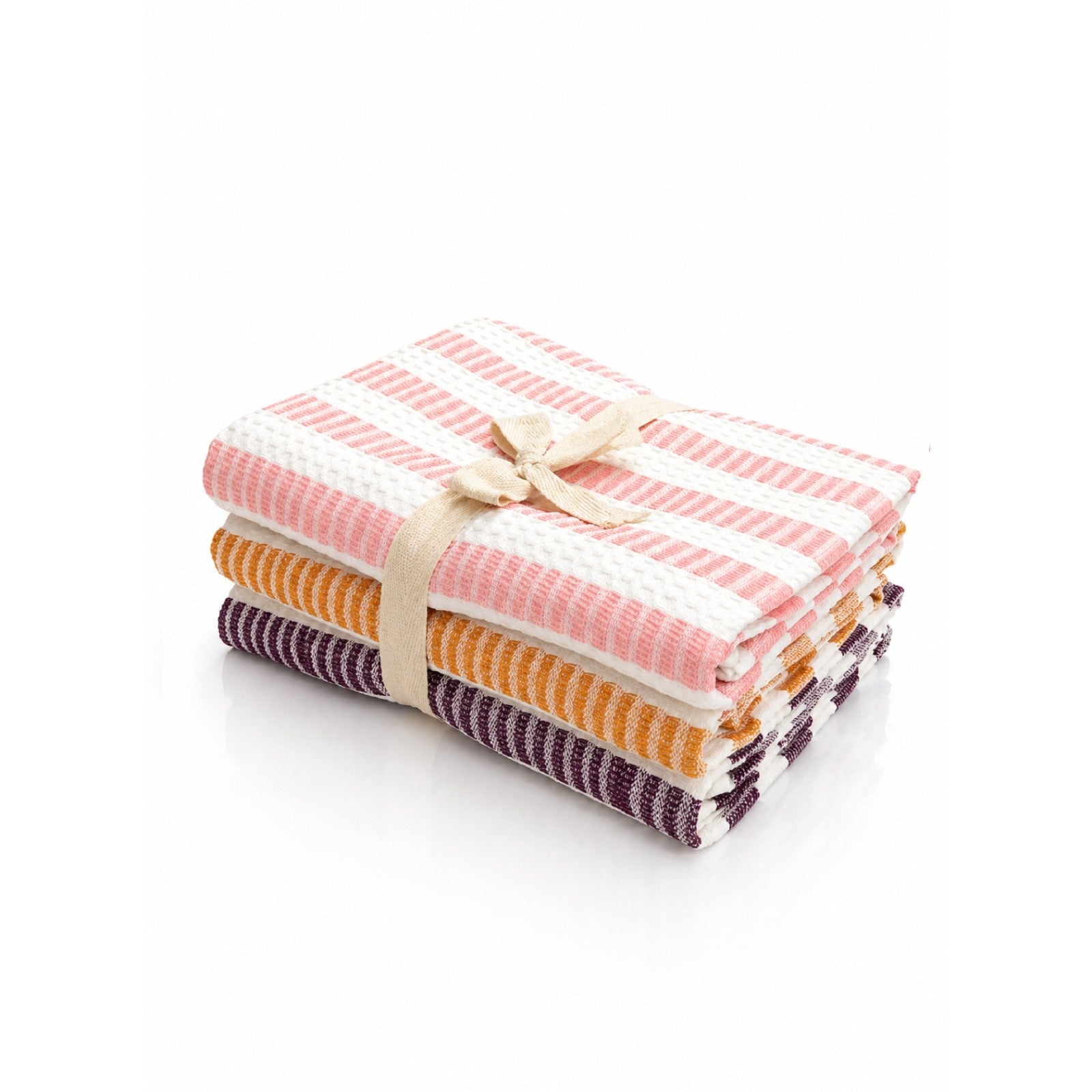 Blush Ember - Honeycomb Stripe Bath Towels-(Set/3)