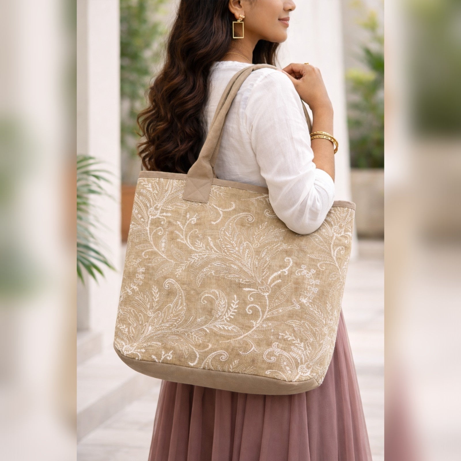 Ivory Bloom XL Tote Bag