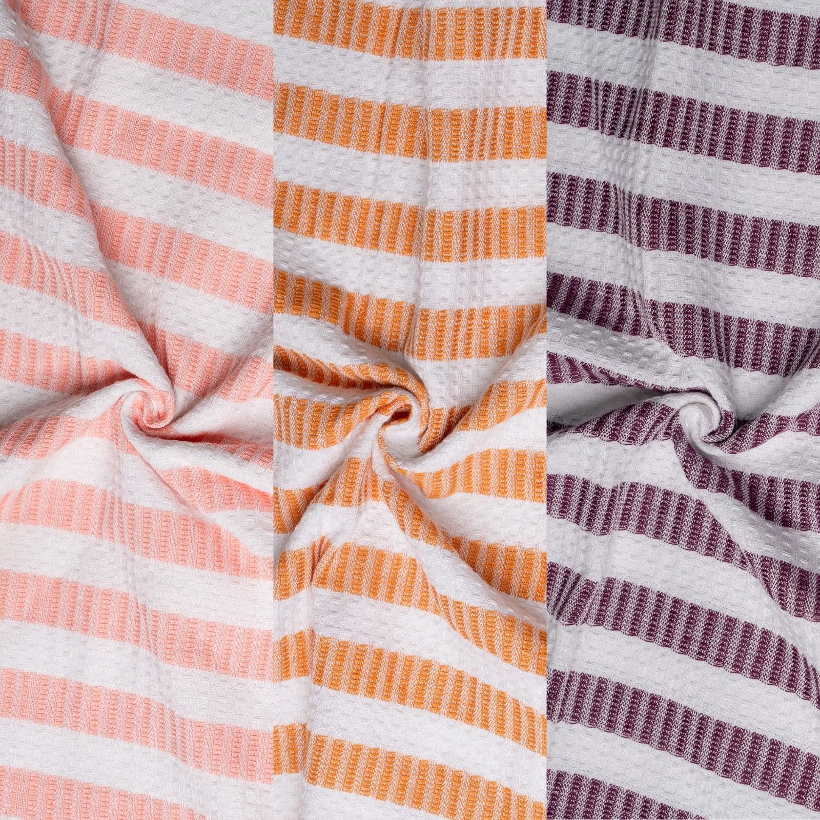 Blush Ember - Honeycomb Stripe Bath Towels-(Set/3)
