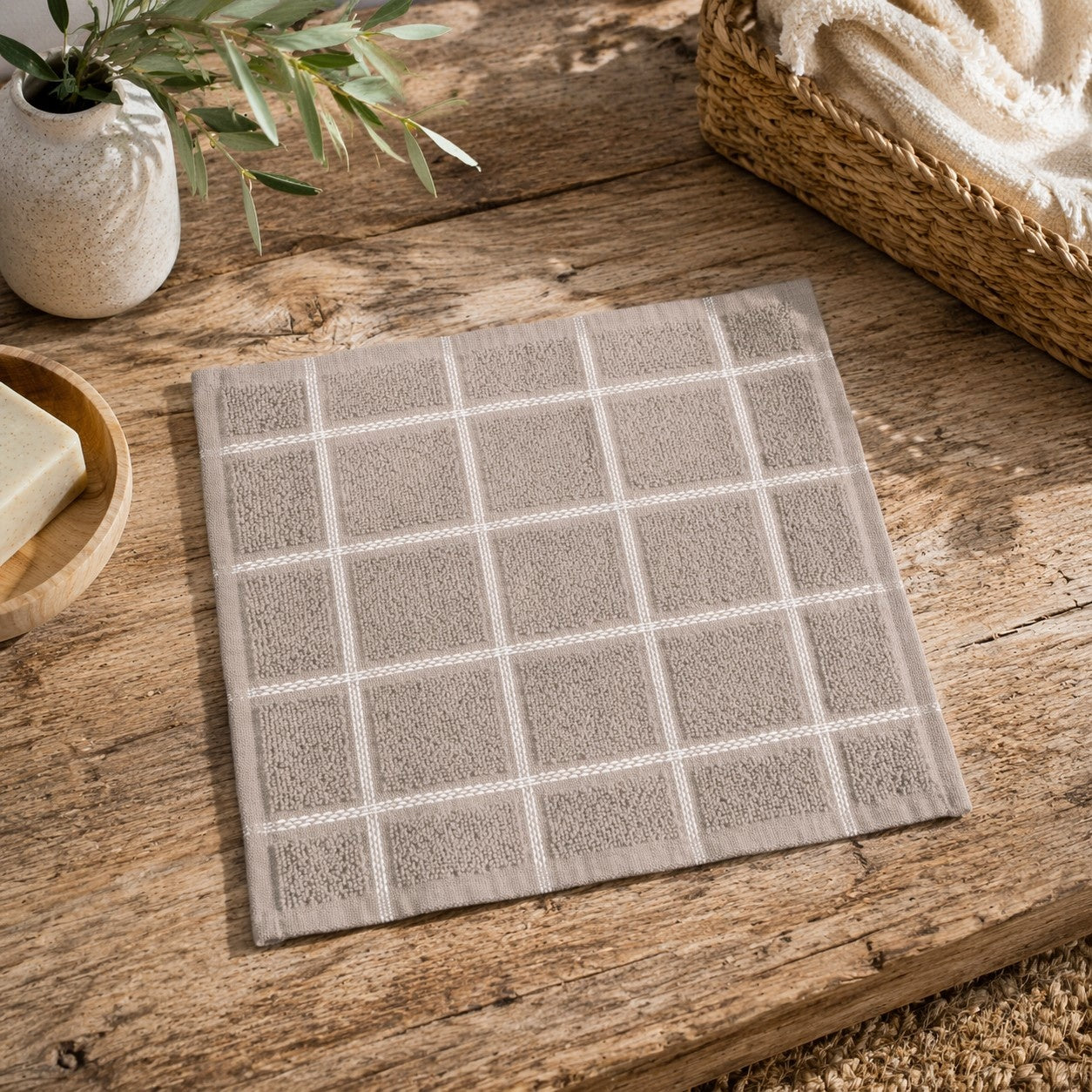 Mushlo Dobby Checks Face Towels-(set/12)
