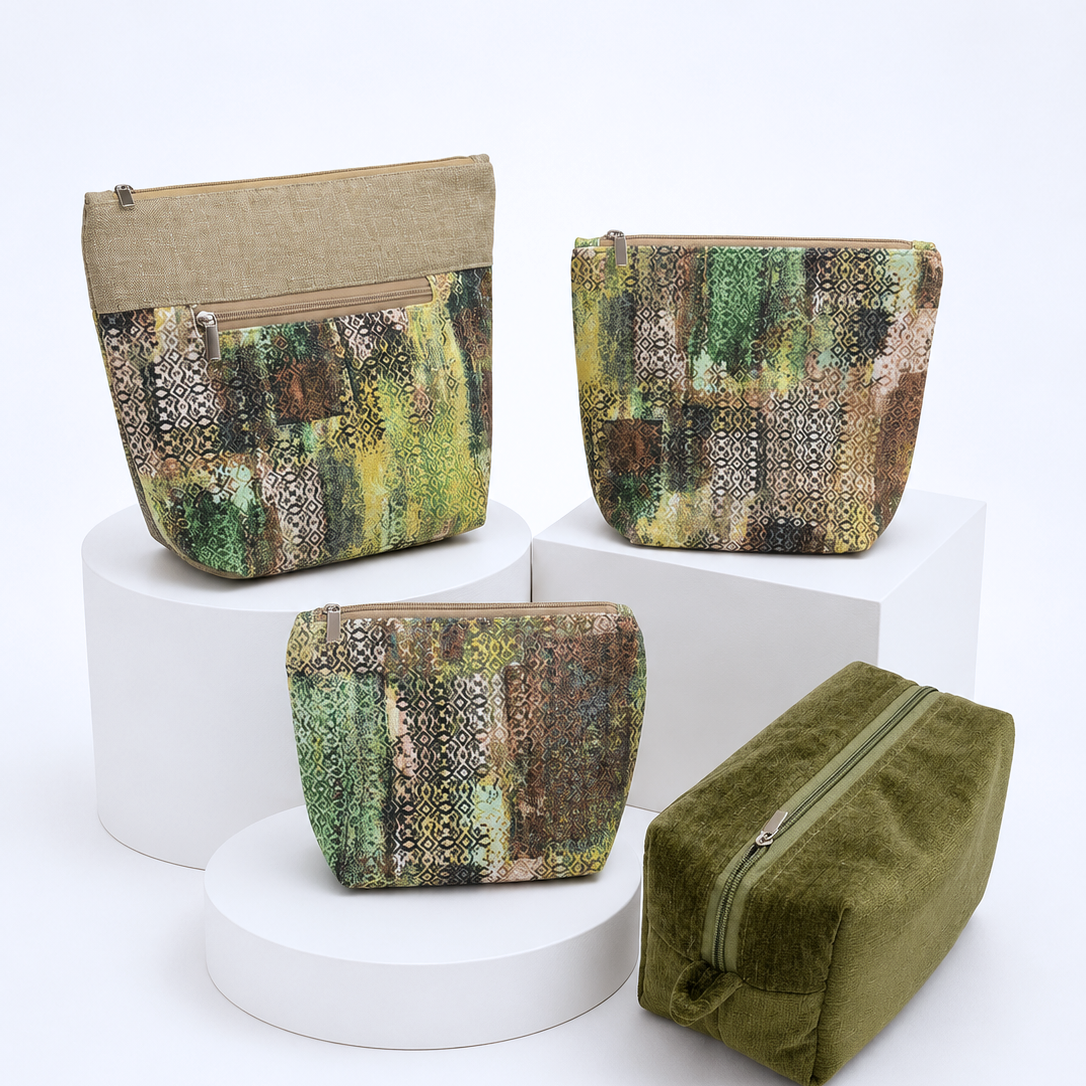 Wilderness & Olive Velvet Set of 4 Pouch Combo