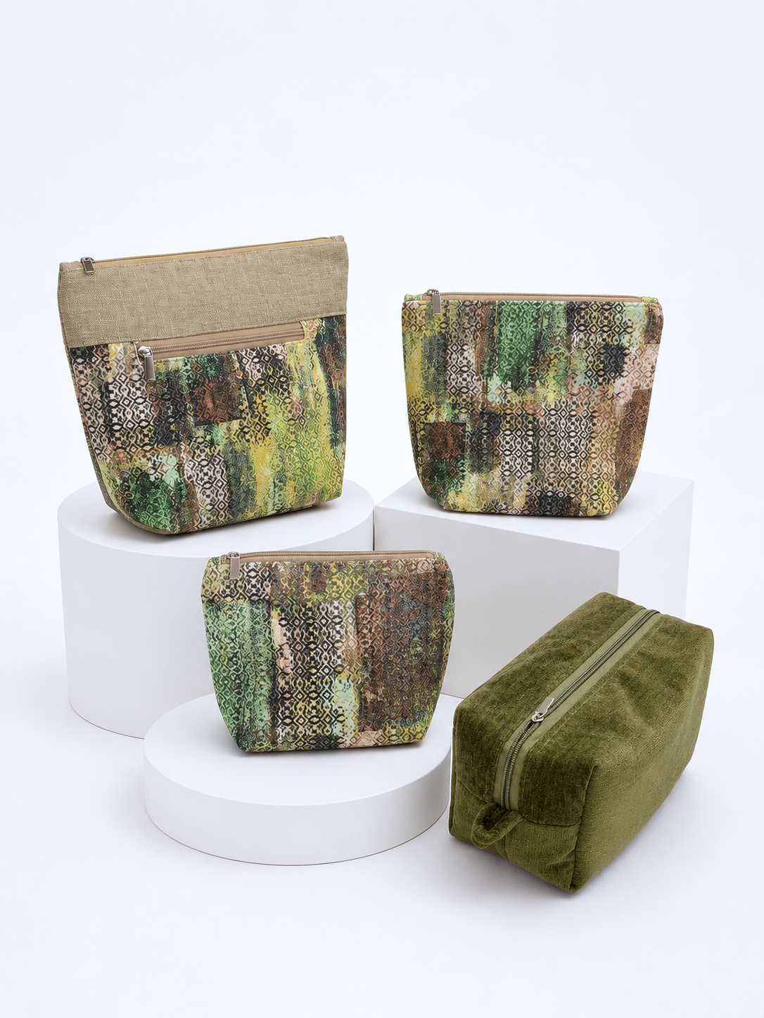 Wilderness & Olive Velvet Set of 4 Pouch Combo