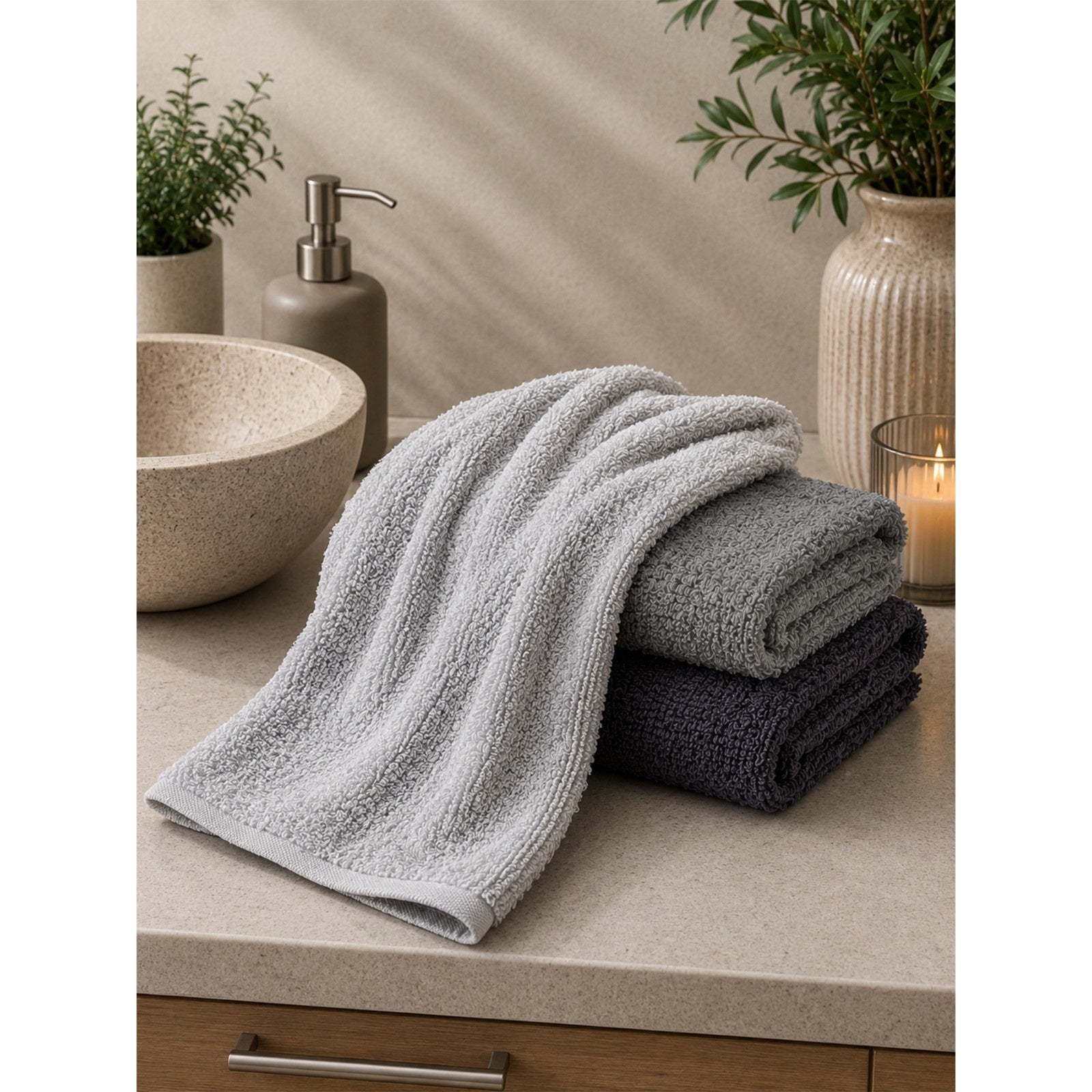 Frost- Terry Hand / Vanity Towel-(Set/3)